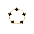 VAN CLEEF & ARPELS VINTAGE ALHAMBRA 5-MOTIF BRACELET YELLOW GOLD, ONYX
