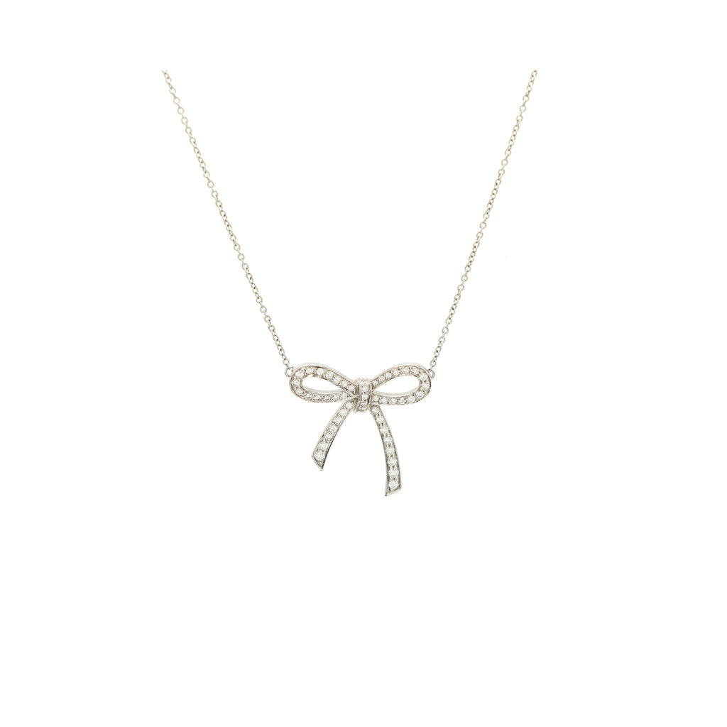 TIFFANY BOW PENDANT PLATINUM, DIAMONDS