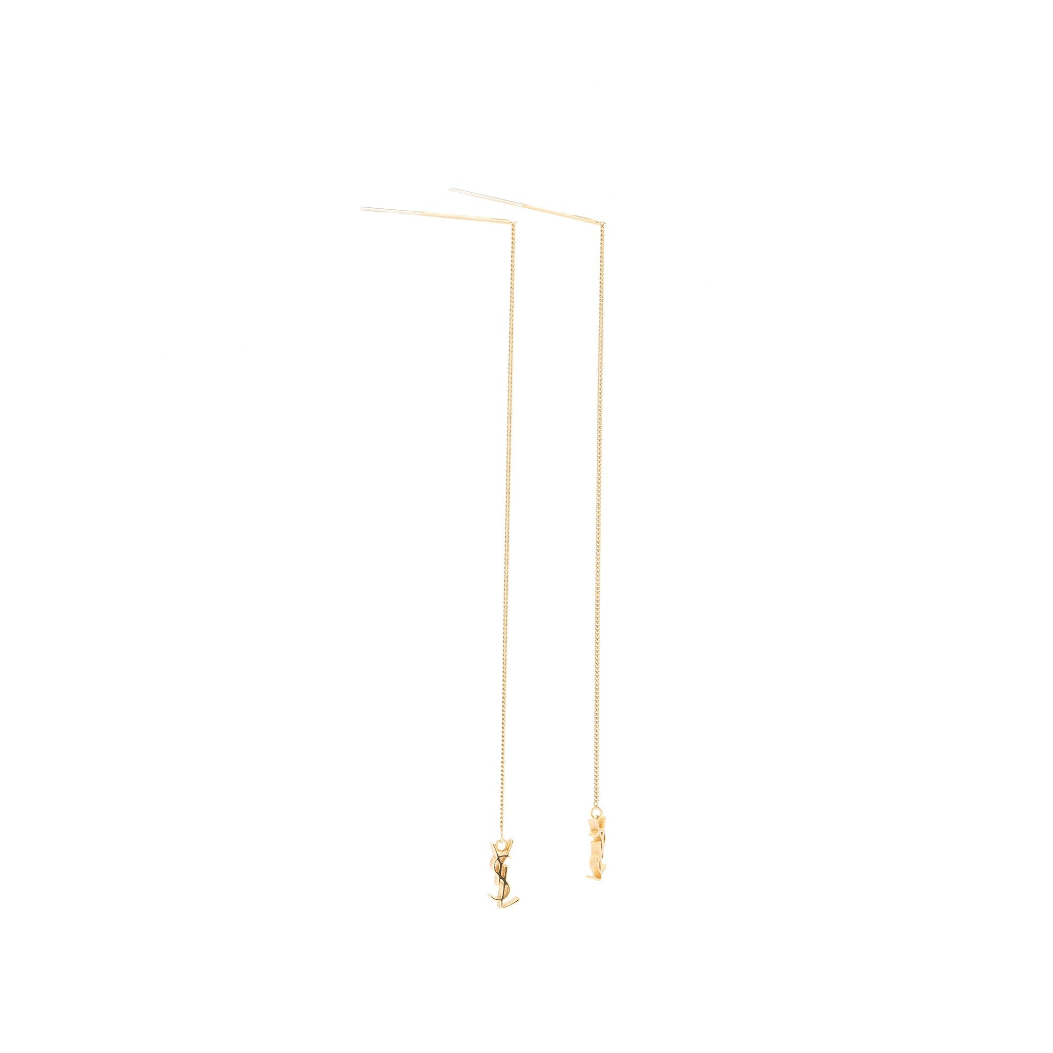 SAINT LAURENT/YSL LOGO DROPPED EARRINGS GOLD TONE