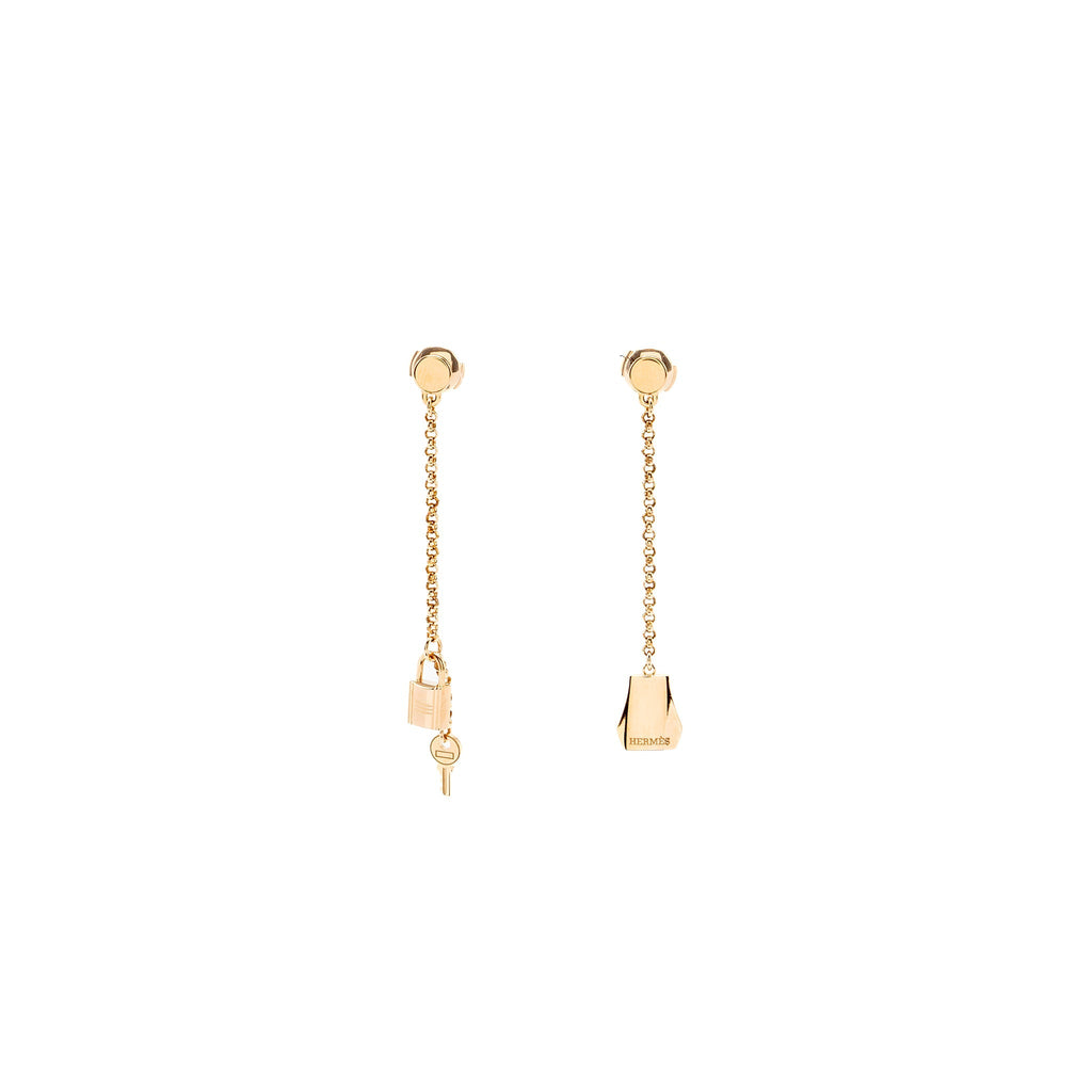 HERMES KELLY CLOCHETTE EARRINGS ROSE GOLD