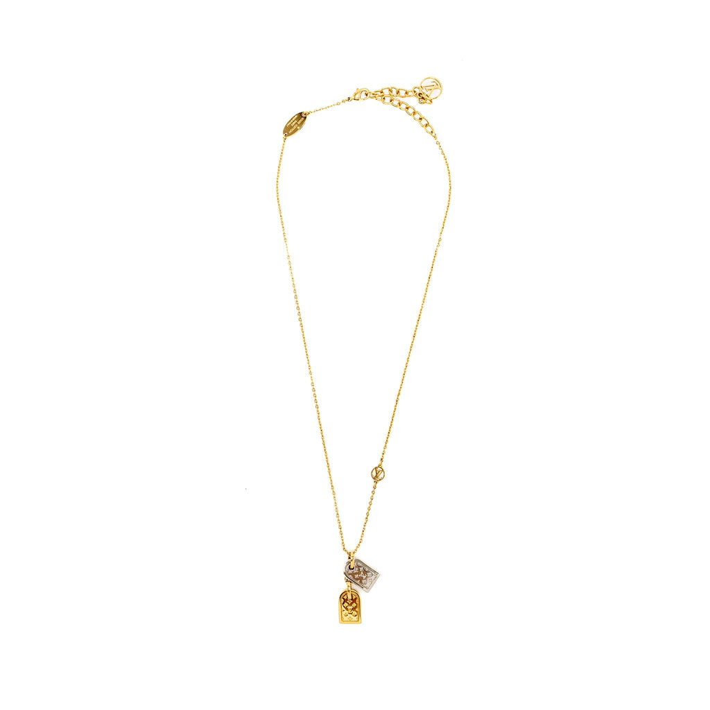 LOUIS VUITTON NANOGRAM NECKLACE GOLD/SILVER TONE