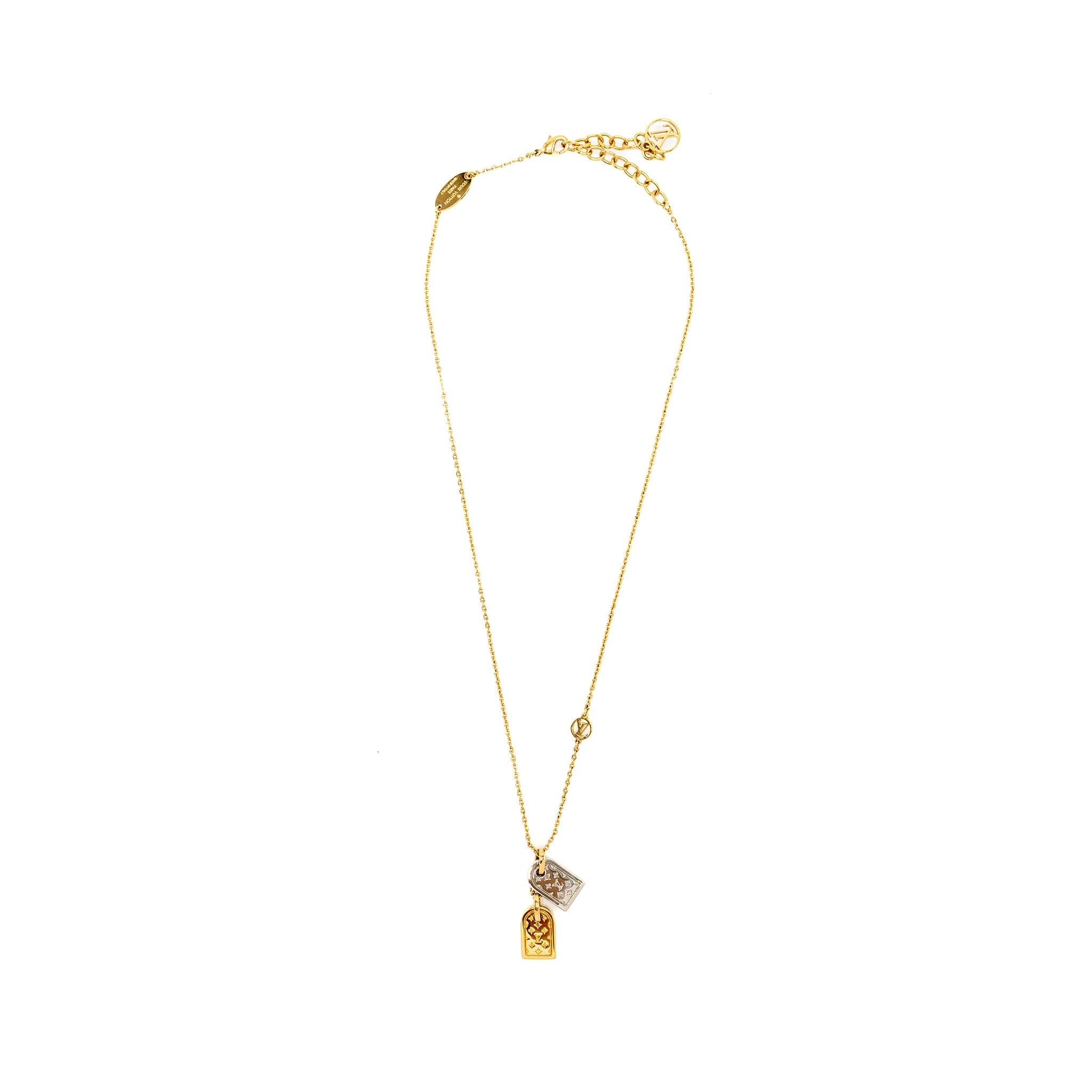 LOUIS VUITTON NANOGRAM NECKLACE GOLD/SILVER TONE