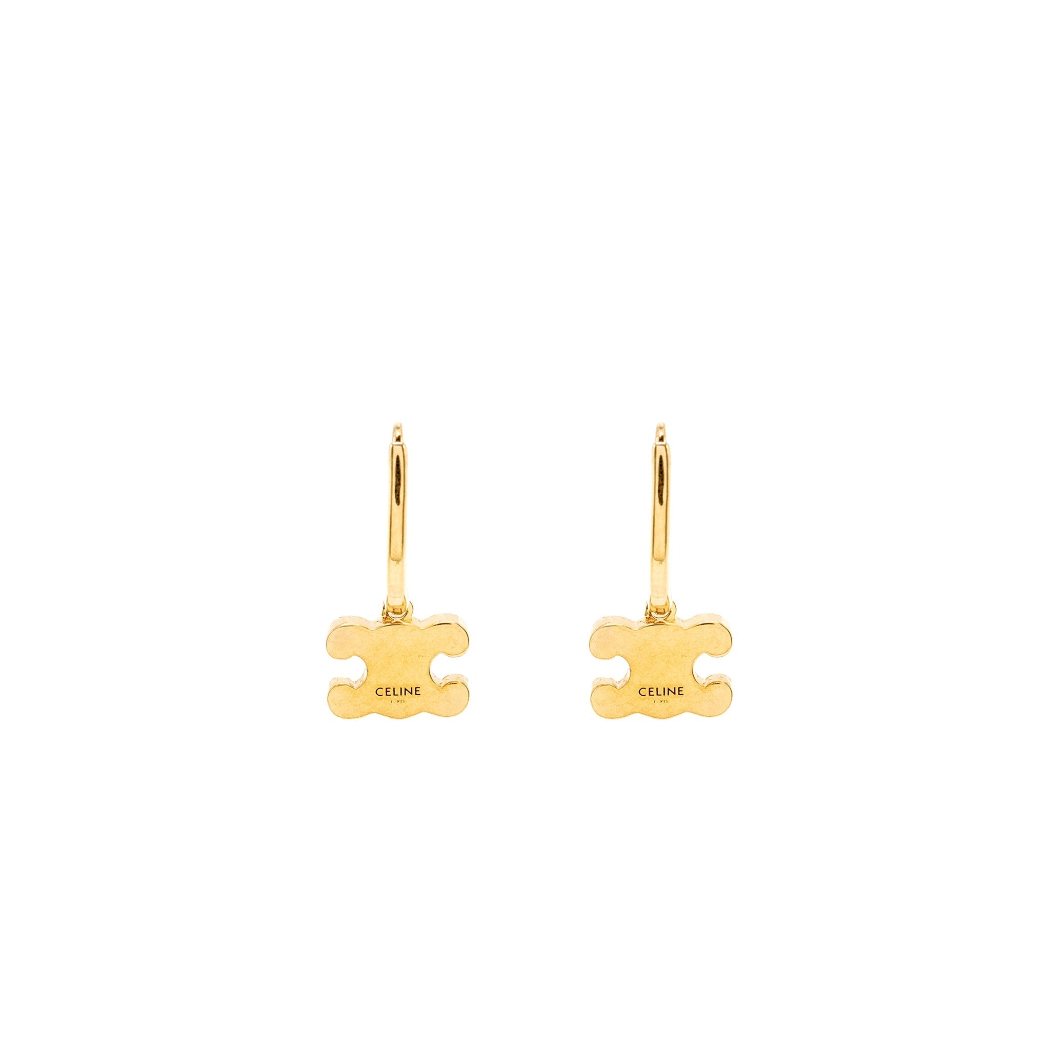CELINE TRIOMPHE RHINESTONE EARRINGS IN BRASS WITH GOLD FINISH AND CRYSTALS