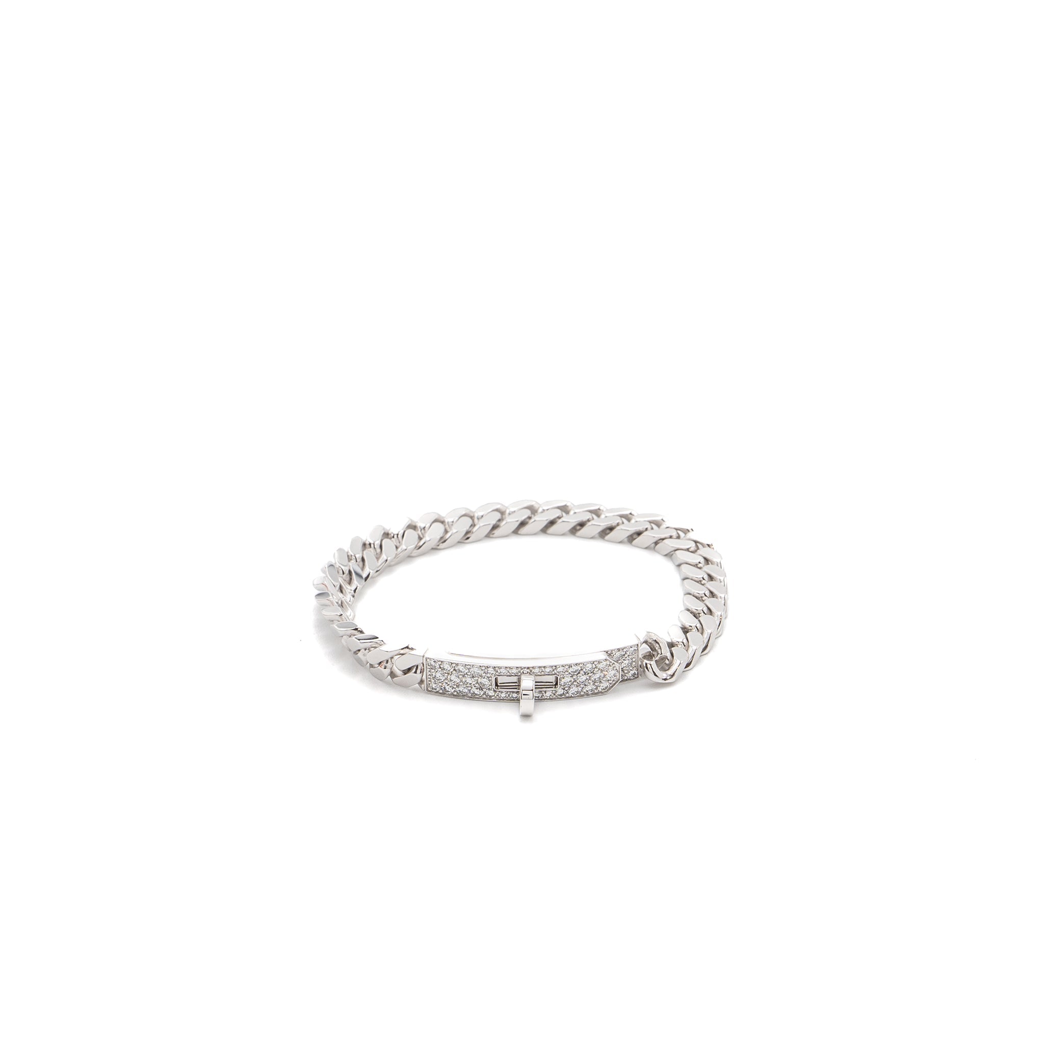 HERMES KELLY GOURMETTE BRACELET WHITE GOLD DIAMONDS