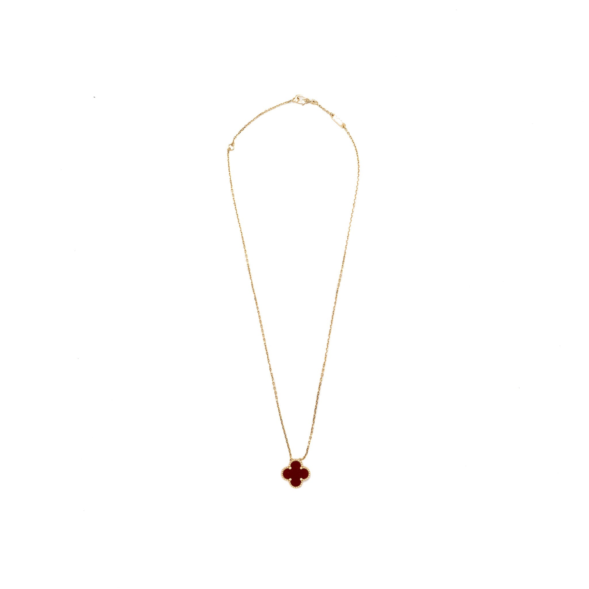 VAN CLEEF & ARPELS VINTAGE ALHAMBRA PENDANT CARNELIAN YELLOW GOLD