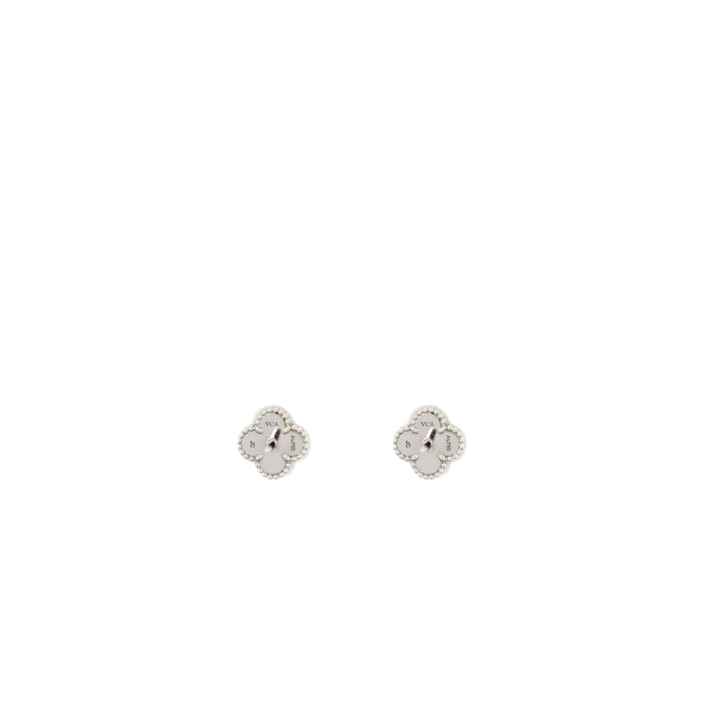 VAN CLEEF & ARPELS SWEET ALHAMBRA EARSTUDS EARRINGS, WHITE GOLD / TURQUOISE