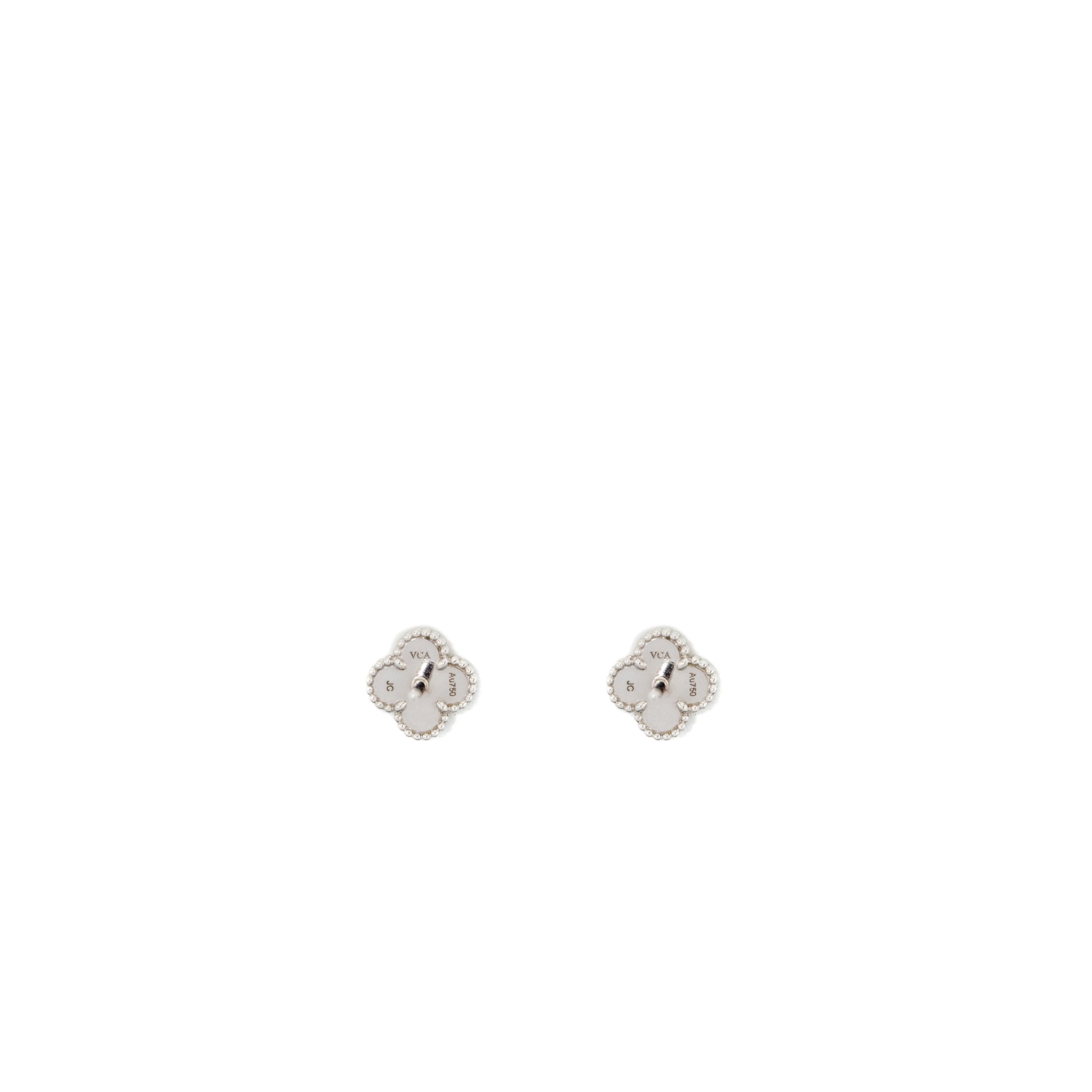 VAN CLEEF & ARPELS SWEET ALHAMBRA EARSTUDS EARRINGS, WHITE GOLD / TURQUOISE