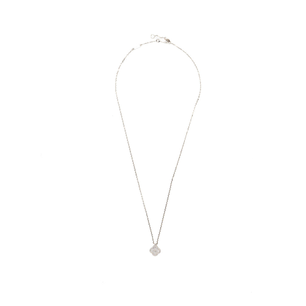 VAN CLEEF & ARPELS SWEET ALHAMBRA PENDANT 18K WHITE GOLD/DIAMONDS