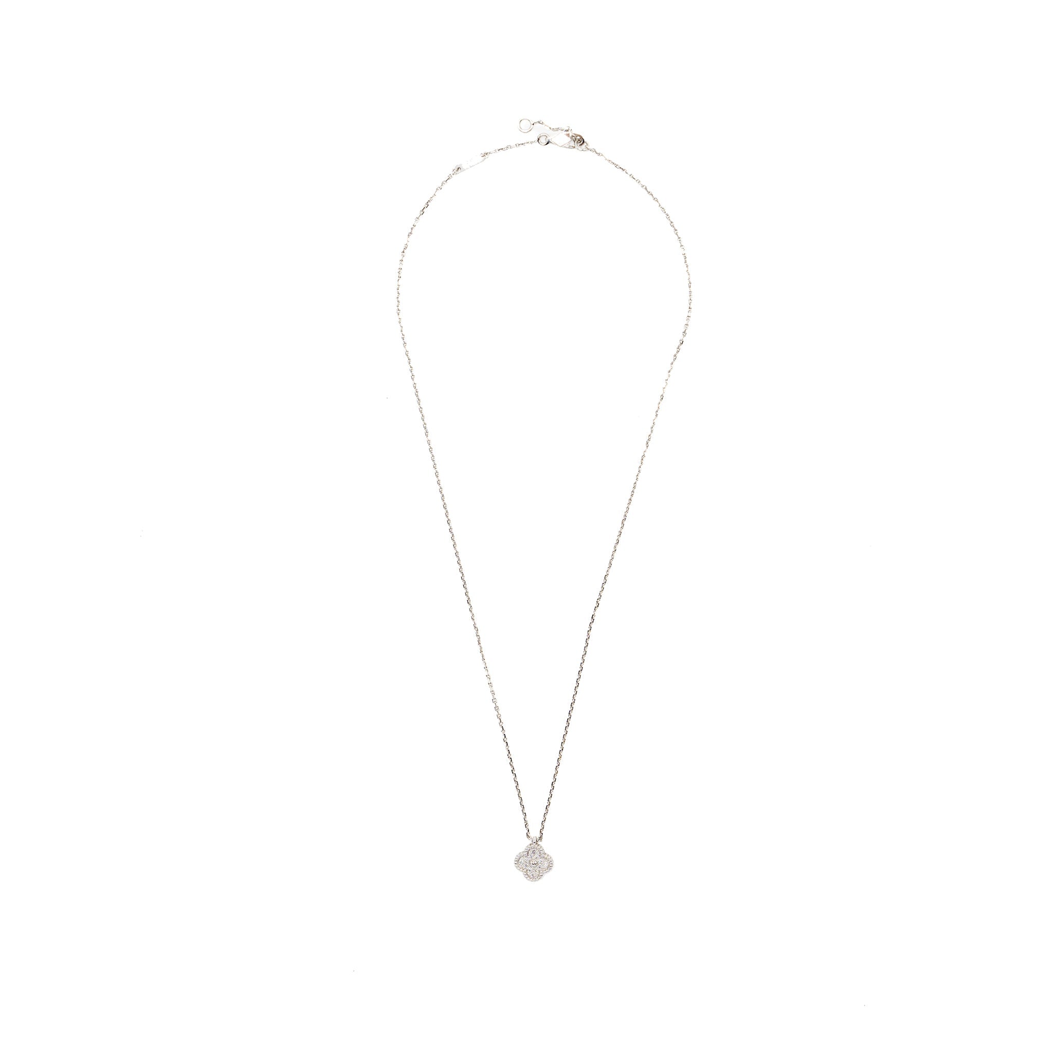 VAN CLEEF & ARPELS SWEET ALHAMBRA PENDANT 18K WHITE GOLD/DIAMONDS