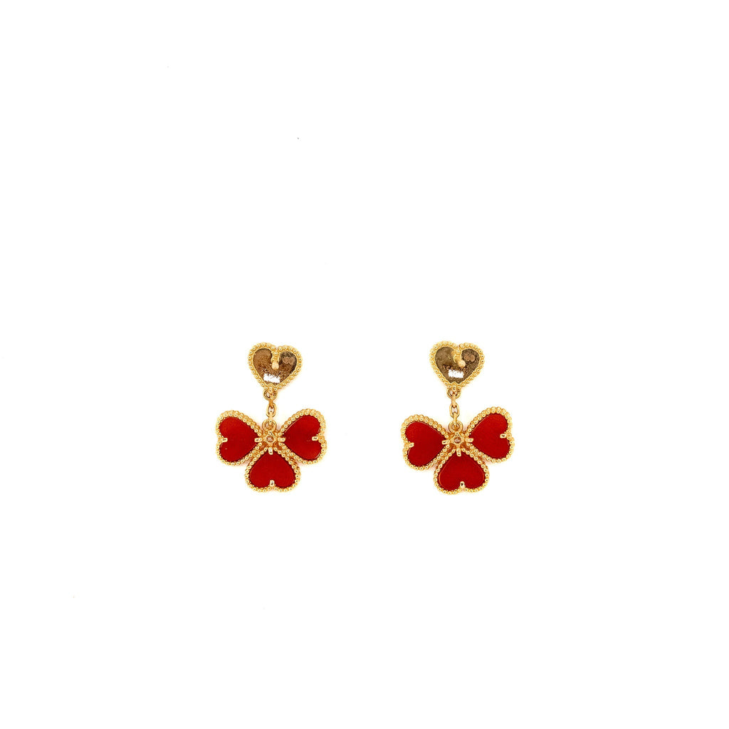 VAN CLEEF &ARPELS SWEET HEARTS EARRINGS CARNELIAN ROSE GOLD, DIAMONDS