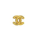 CHANEL VINTAGE QUILTED CC LOGO BROOCH GOLD TONE