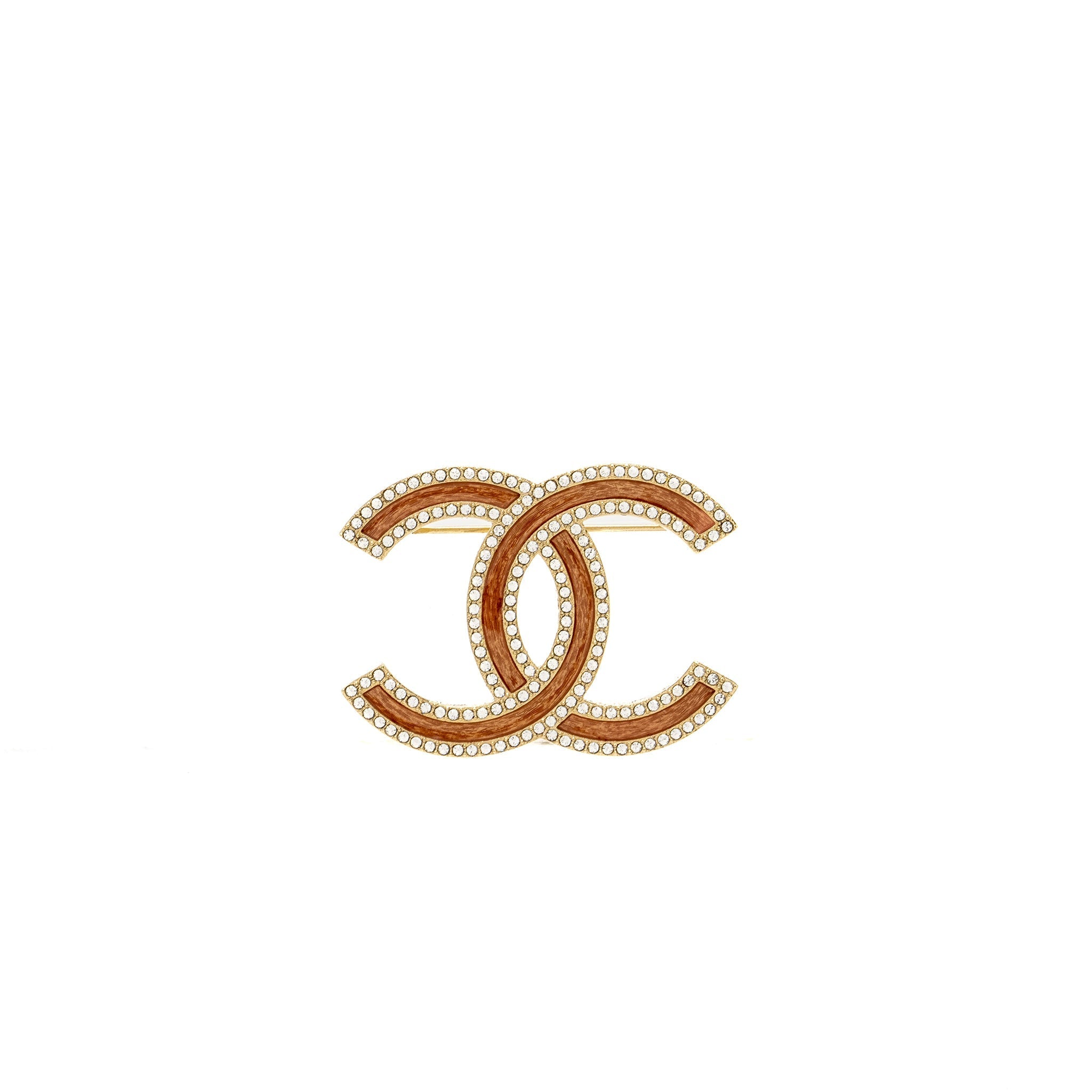 CHANEL 21S CC LOGO BROOCH CRYSTAL PINK GHW