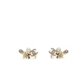 CHANEL CC LOGO FLOWER EAR CLIPS CRYSTAL/PEARL LIGHT GOLD TONE