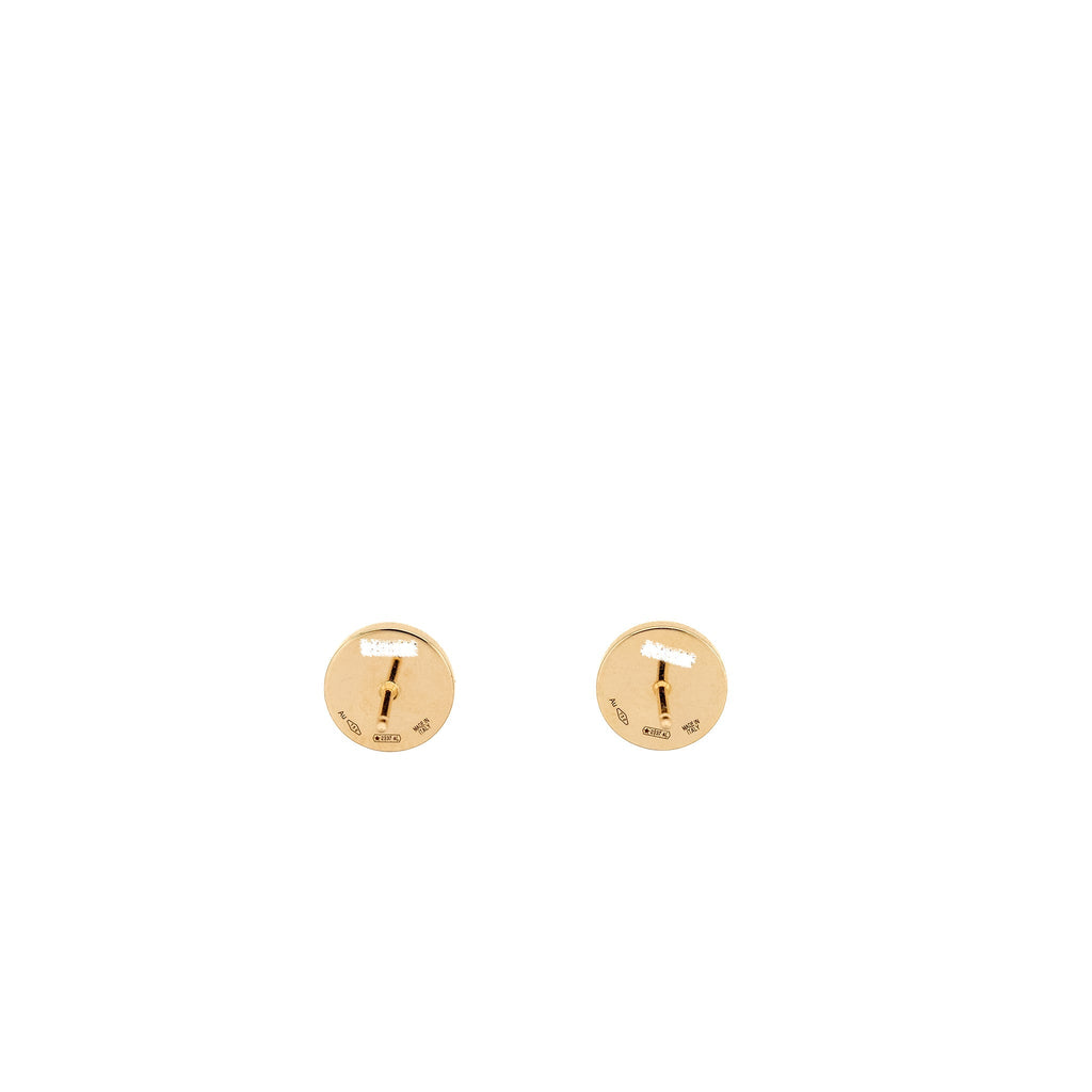BVLGARI CLASSIC SINGLE ROUND EARRING CARNELIAN/MOTHER OF PEARL ROSE GOLD (SELL IN A SET)