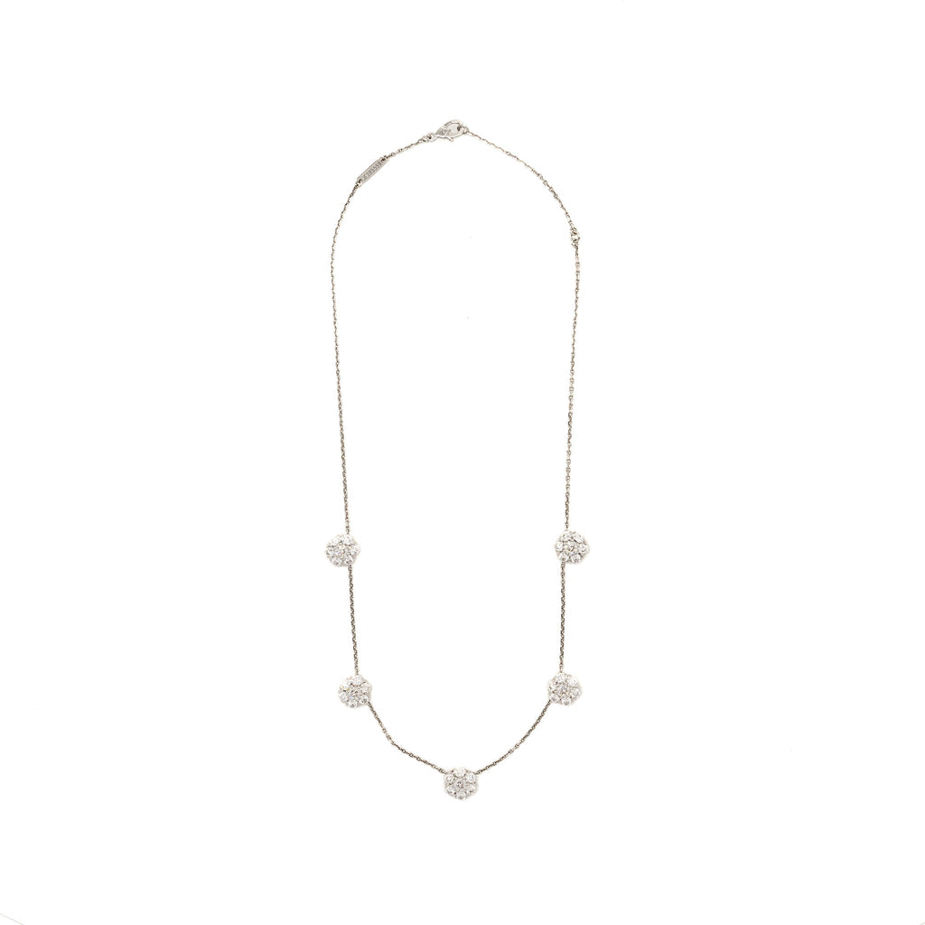 VAN CLEEF & ARPELS FLEURETTE 5-FLOWER NECKLACE LARGE MODEL WHITE GOLD DIAMONDS