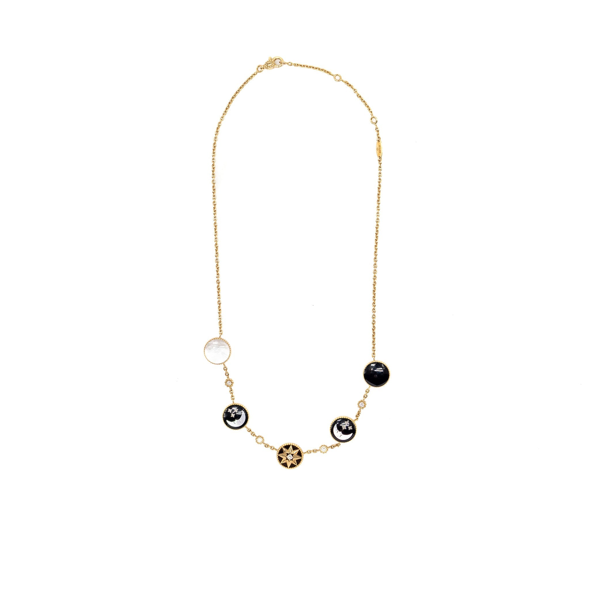 DIOR ROSE DES VENTS AND ROSE CELESTE NECKLACE YELLOW/WHITE GOLD/DIAMOND/MOTHER OF PEARL/ONYX