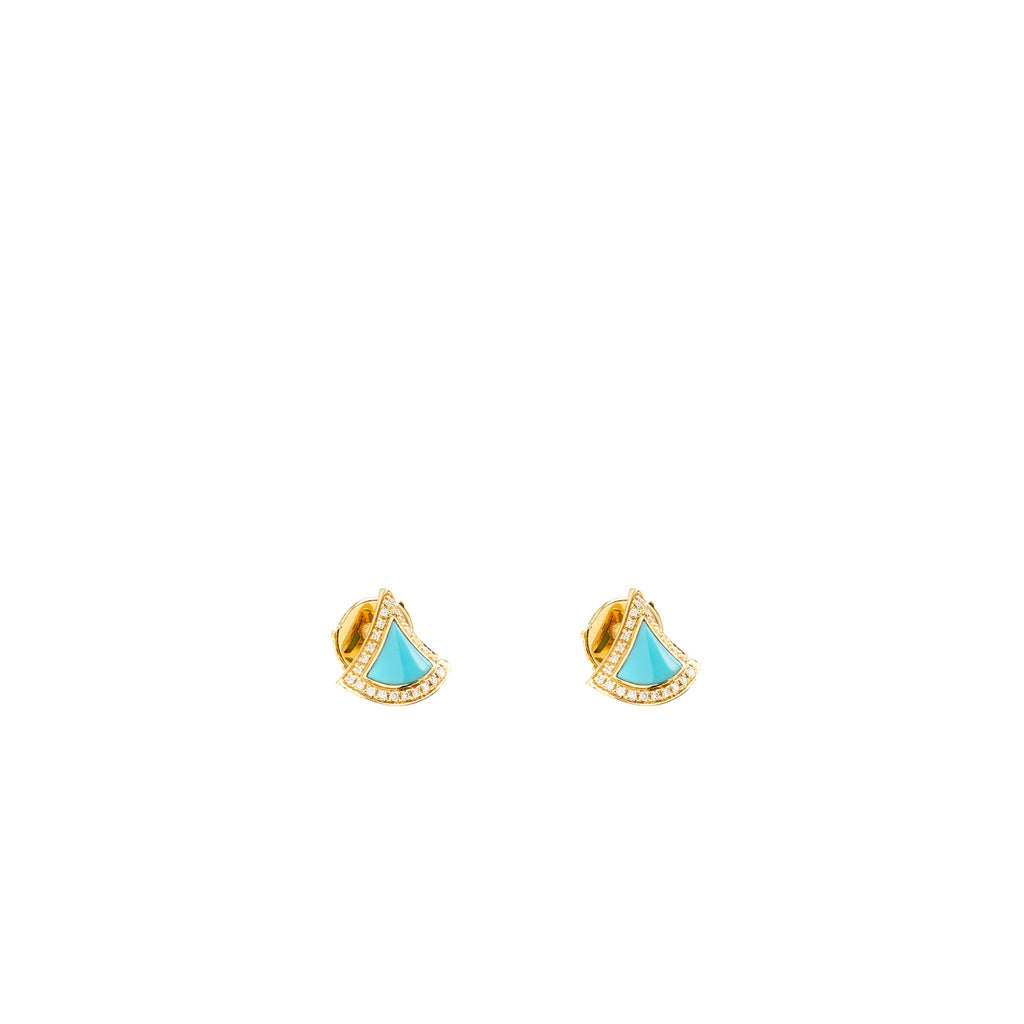 BVLGARI DIVA’S DREAM EARRINGS 18K YELLOW GOLD / TURQUOISE WITH PAVED DIAMONDS