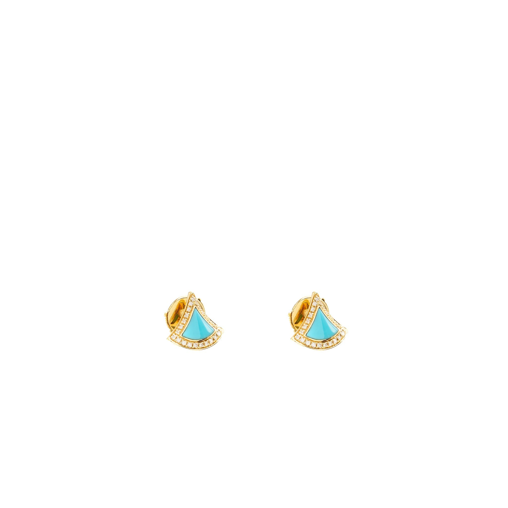 BVLGARI DIVA’S DREAM EARRINGS 18K YELLOW GOLD / TURQUOISE WITH PAVED DIAMONDS