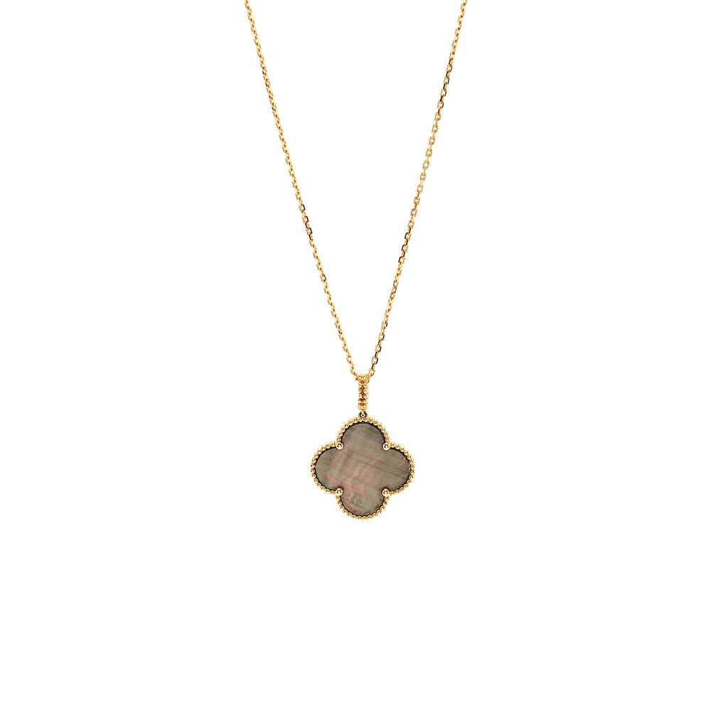 VAN CLEEF & ARPELS MAGIC ALHAMBRA NECKLACE GREY MOTHER OF PEARL ROSE GOLD