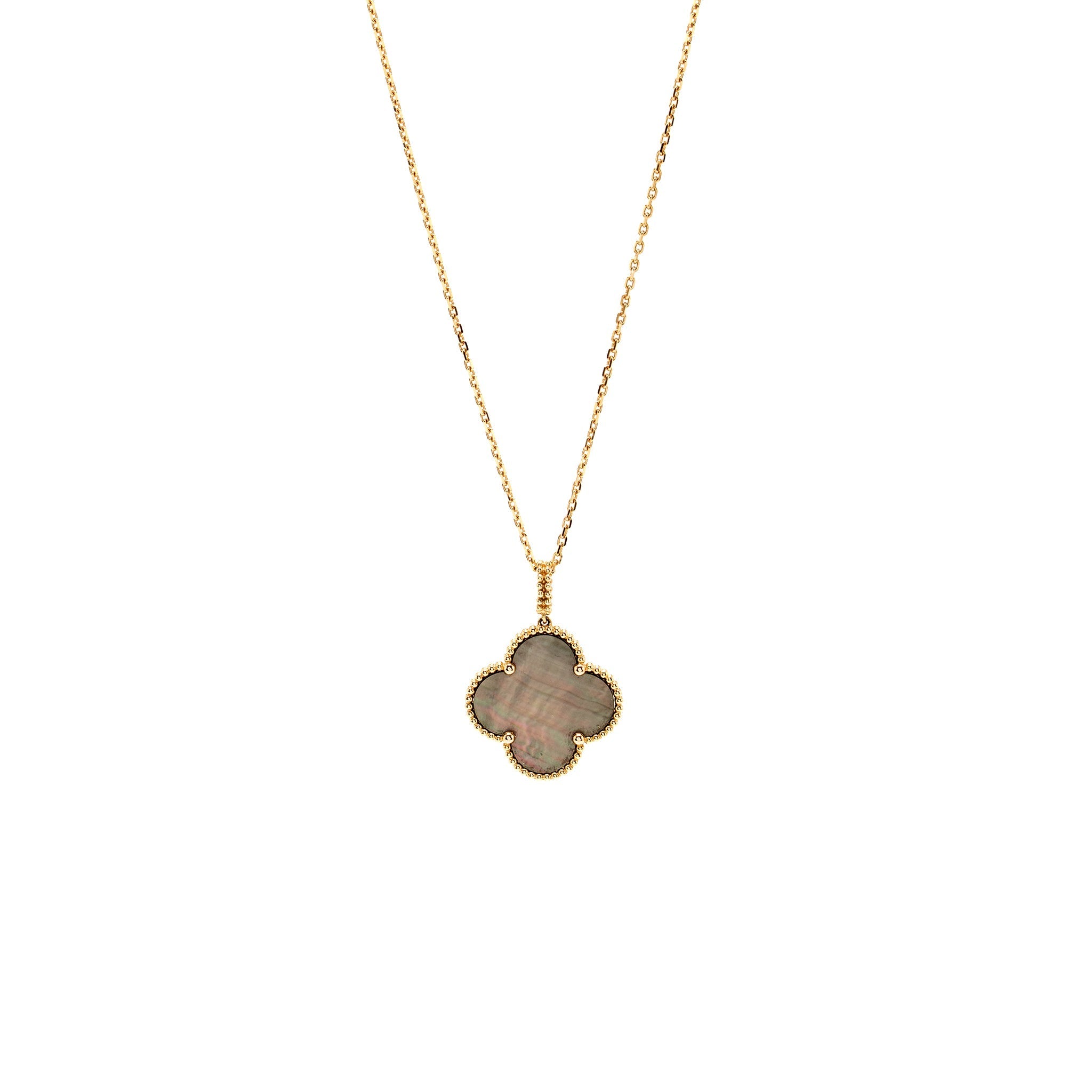 VAN CLEEF & ARPELS MAGIC ALHAMBRA NECKLACE GREY MOTHER OF PEARL ROSE GOLD