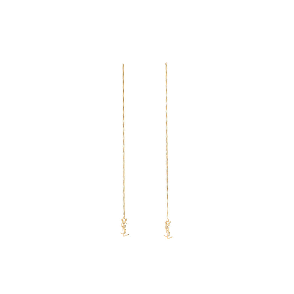 SAINT LAURENT/YSL LOGO DROPPED EARRINGS GOLD TONE