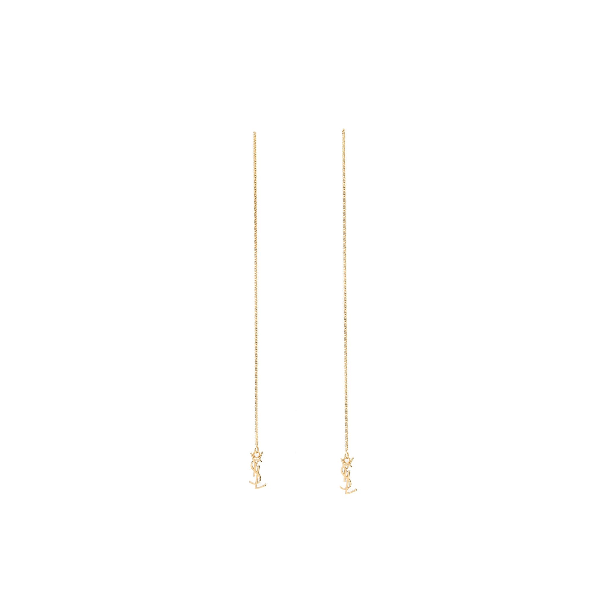 SAINT LAURENT/YSL LOGO DROPPED EARRINGS GOLD TONE