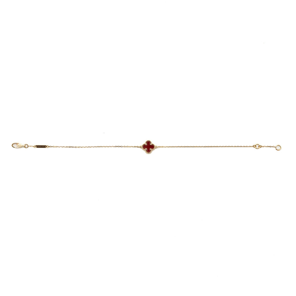 VAN CLEEF AND ARPELS SWEET ALHAMBRA BRACELET 18K ROSE GOLD / CARNELIAN