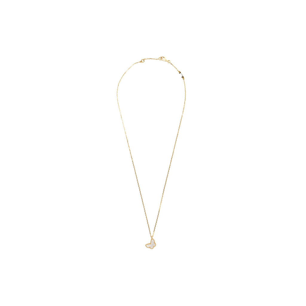 VAN CLEEF AND ARPELS SWEET ALHAMBRA BUTTERFLY PENDANT 18K YELLOW GOLD / MOTHER OF PEARL