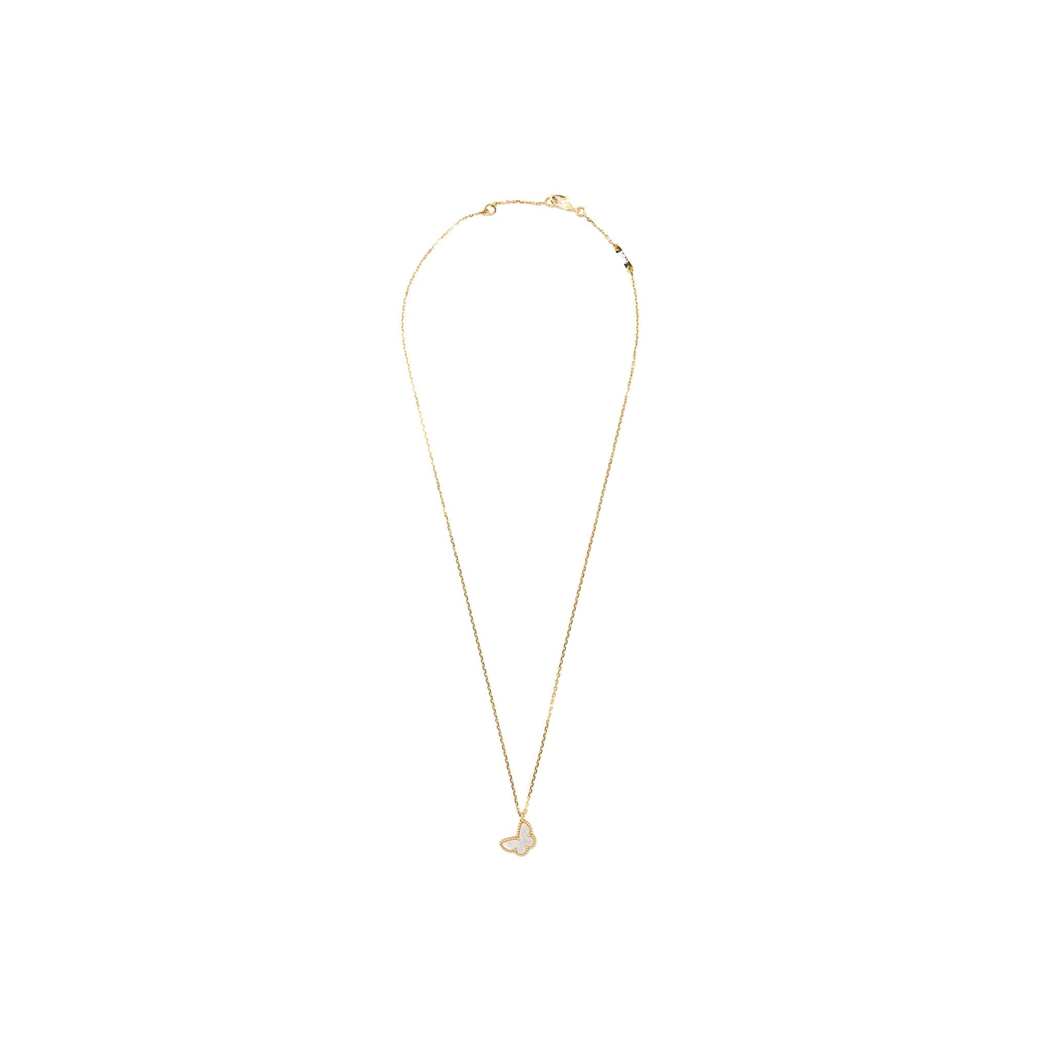 VAN CLEEF AND ARPELS SWEET ALHAMBRA BUTTERFLY PENDANT 18K YELLOW GOLD / MOTHER OF PEARL