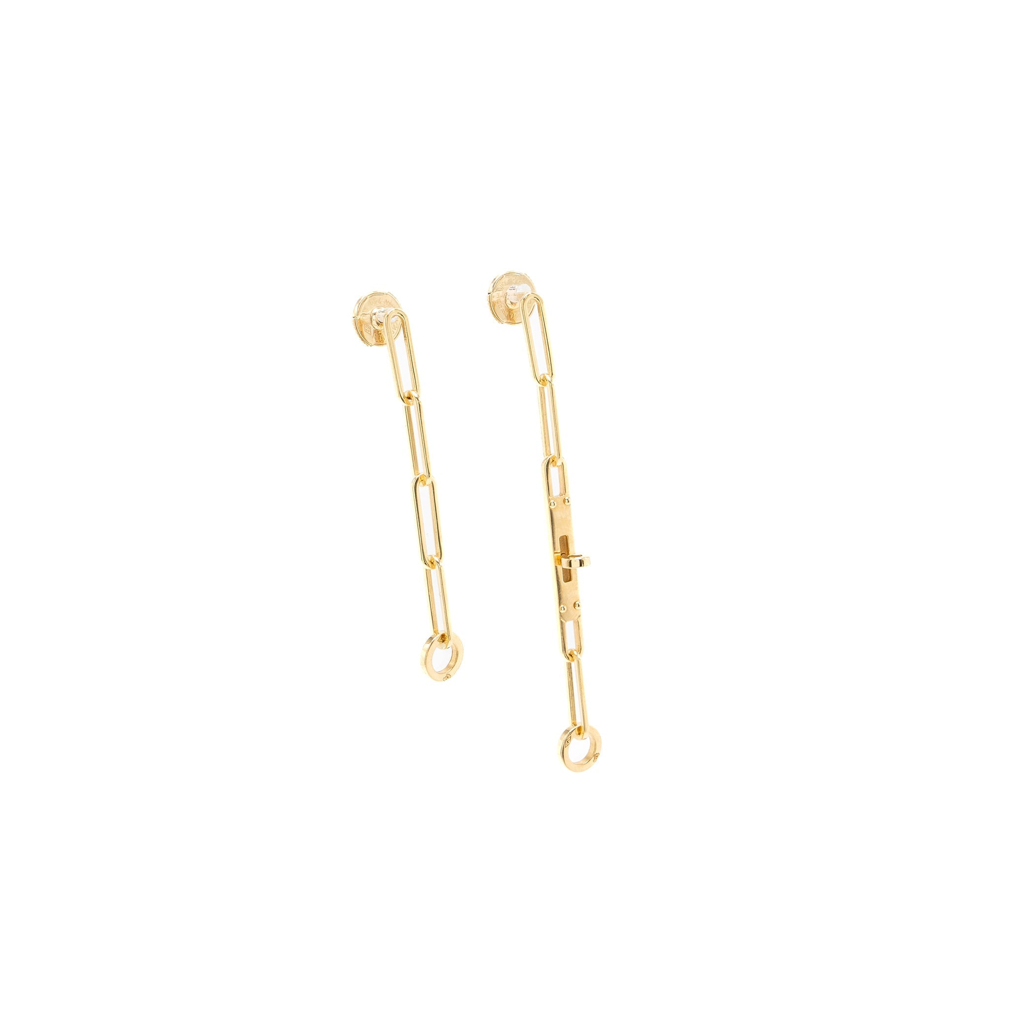 HERMES KELLY CHAINE EARRINGS YELLOW GOLD