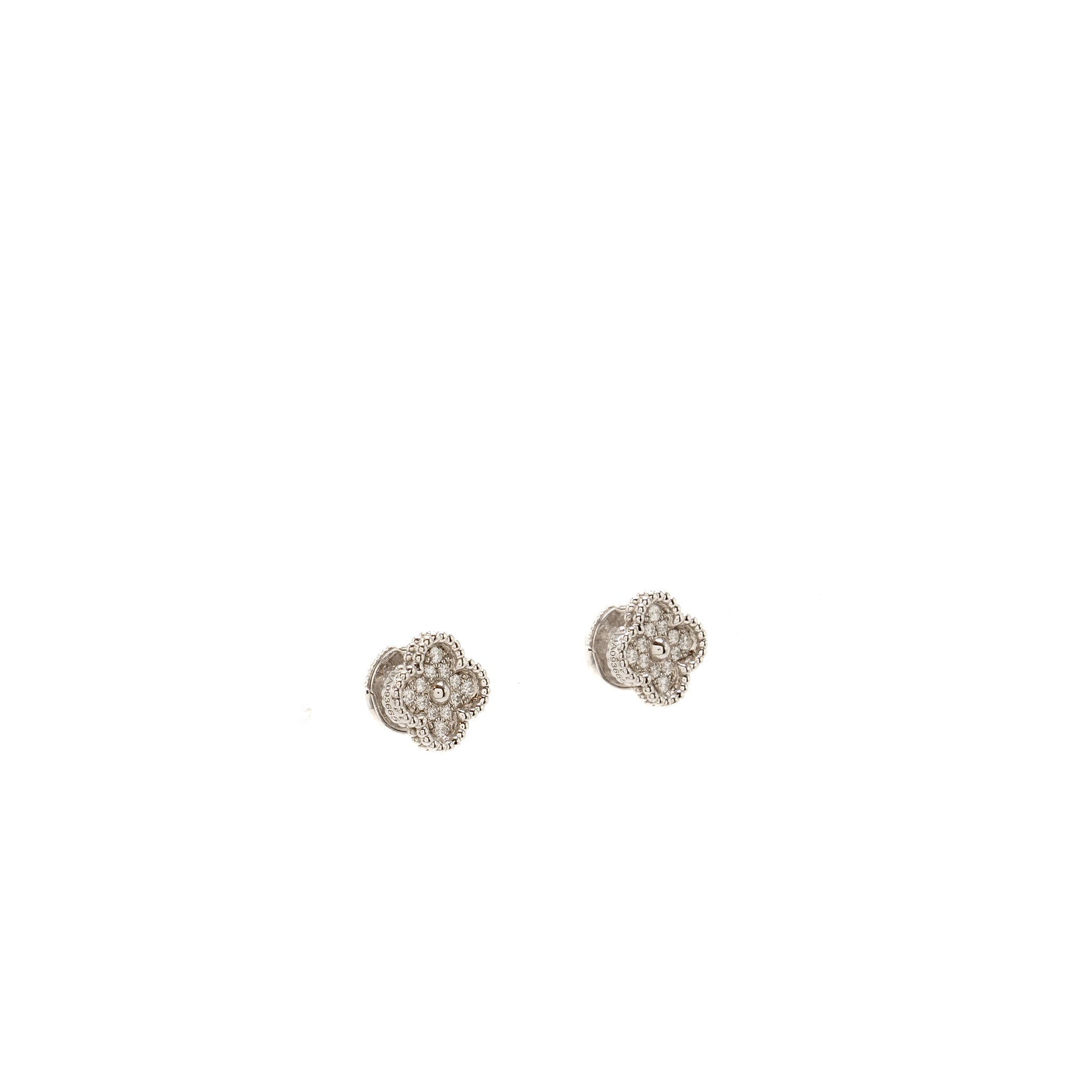 VAN CLEEF & ARPELS SWEET ALHAMBRA EARSTUDS WHITE GOLD, DIAMONDS