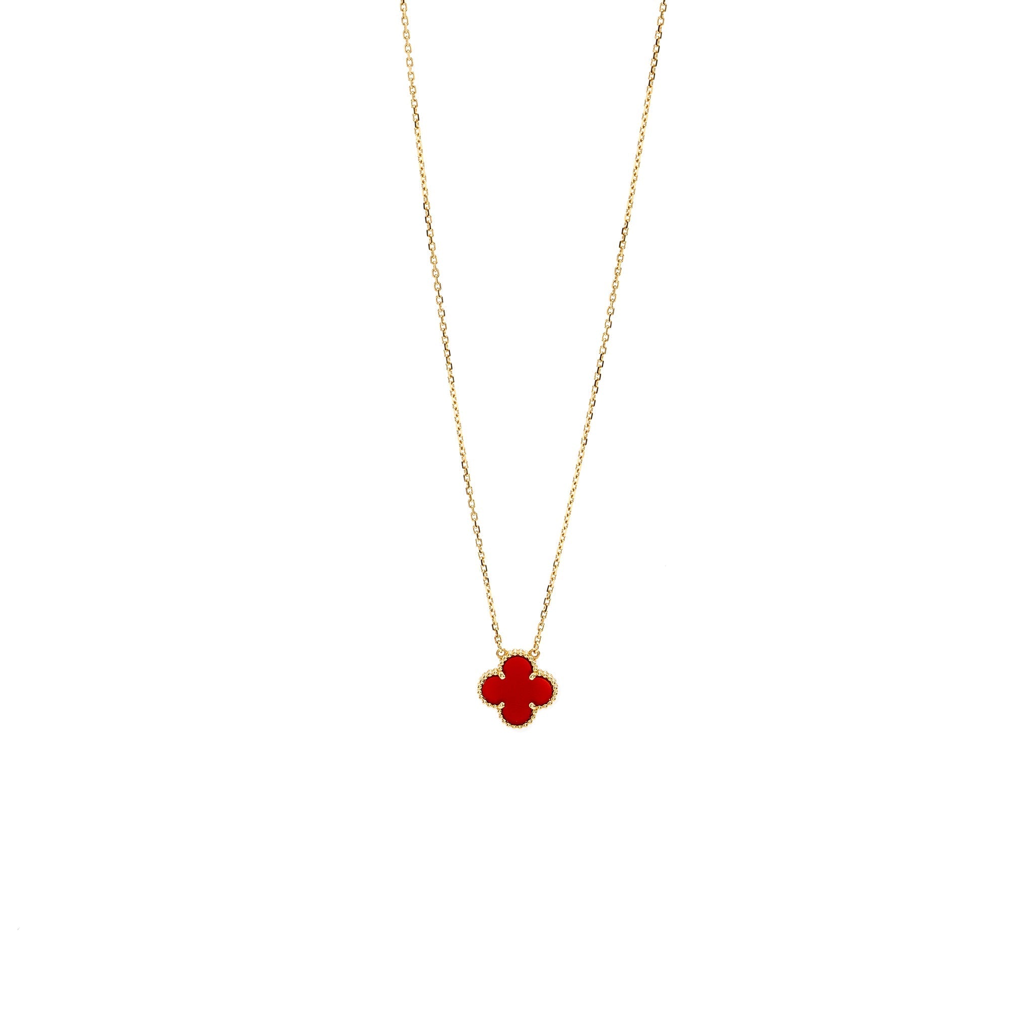 VAN CLEEF & ARPELS VINTAGE ALHAMBRA PENDANT CARNELIAN ROSE GOLD