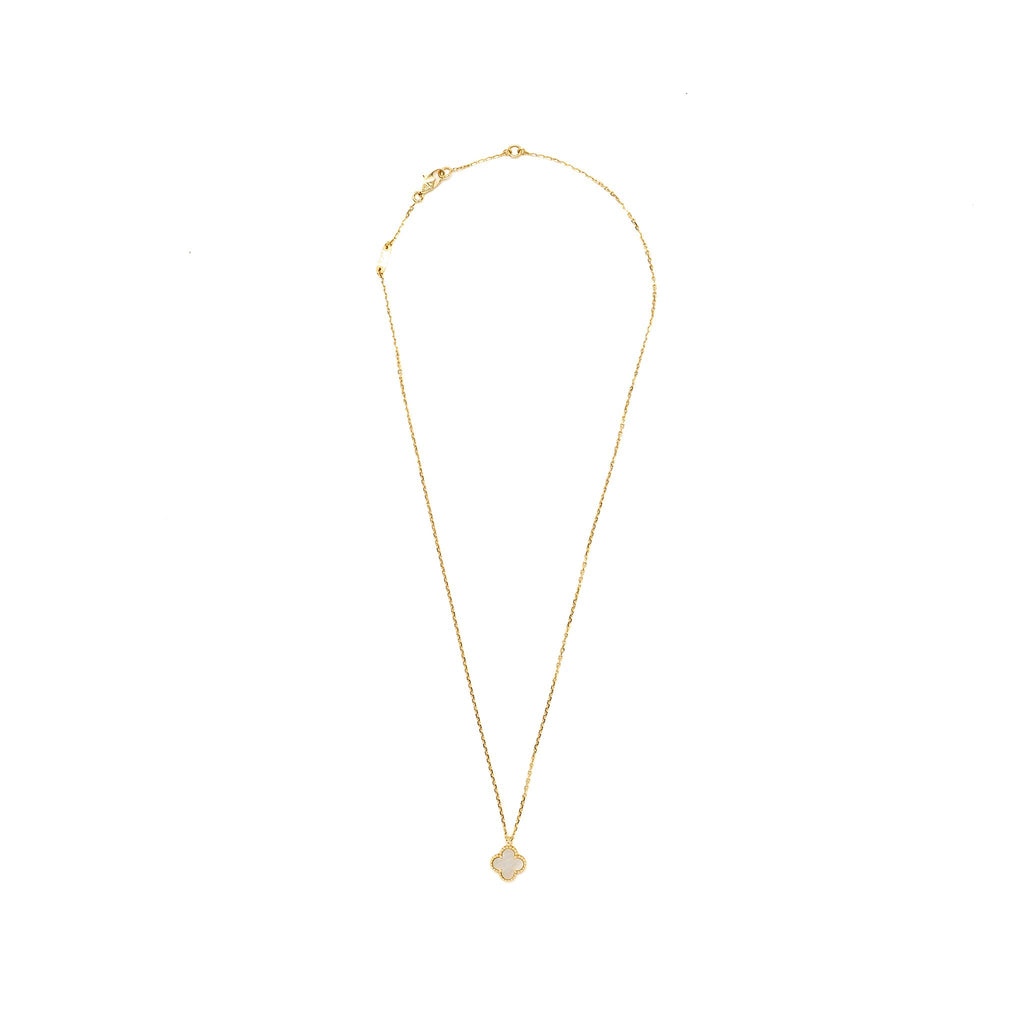 VAN CLEEF & ARPELS SWEET ALHAMBRA PENDANT WHITE MOTHER OF PEARL YELLOW GOLD
