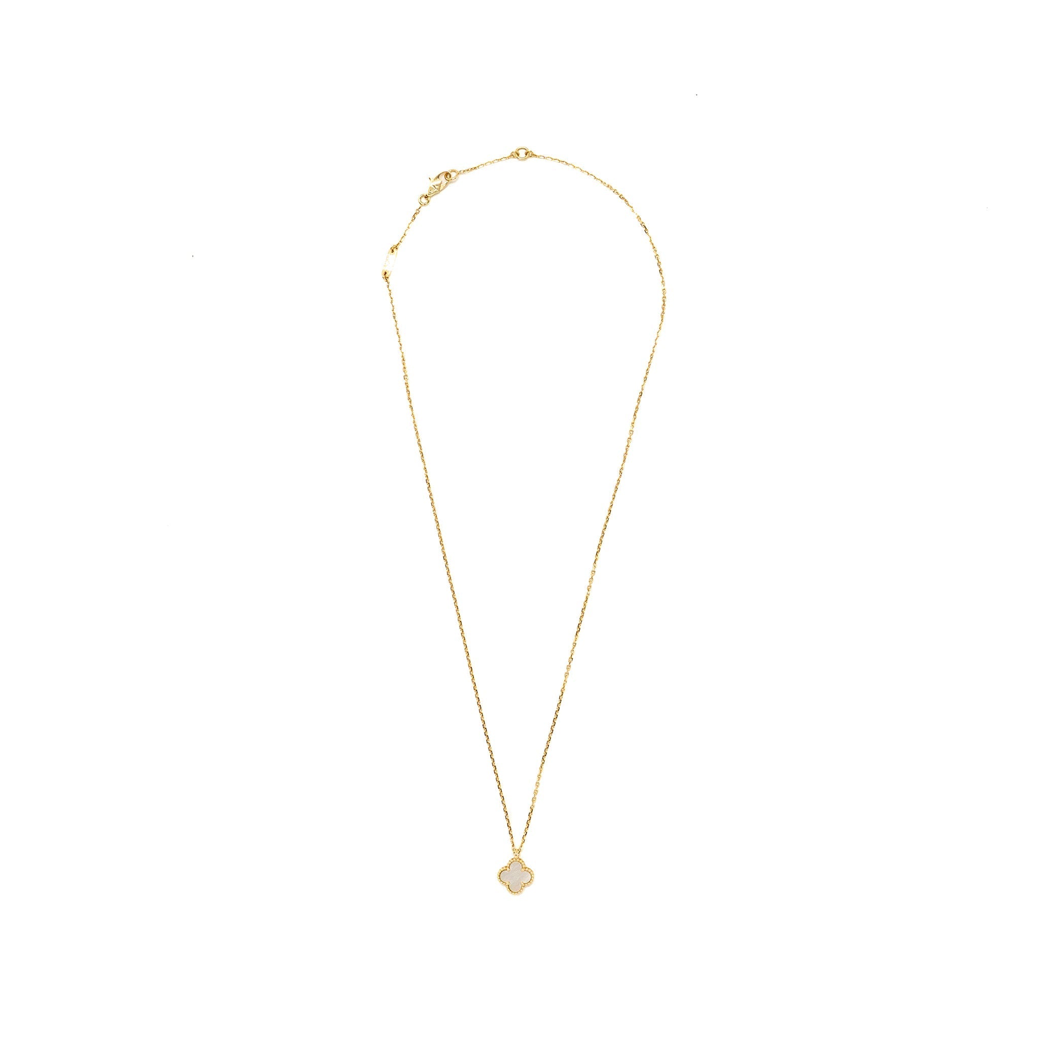 VAN CLEEF & ARPELS SWEET ALHAMBRA PENDANT WHITE MOTHER OF PEARL YELLOW GOLD