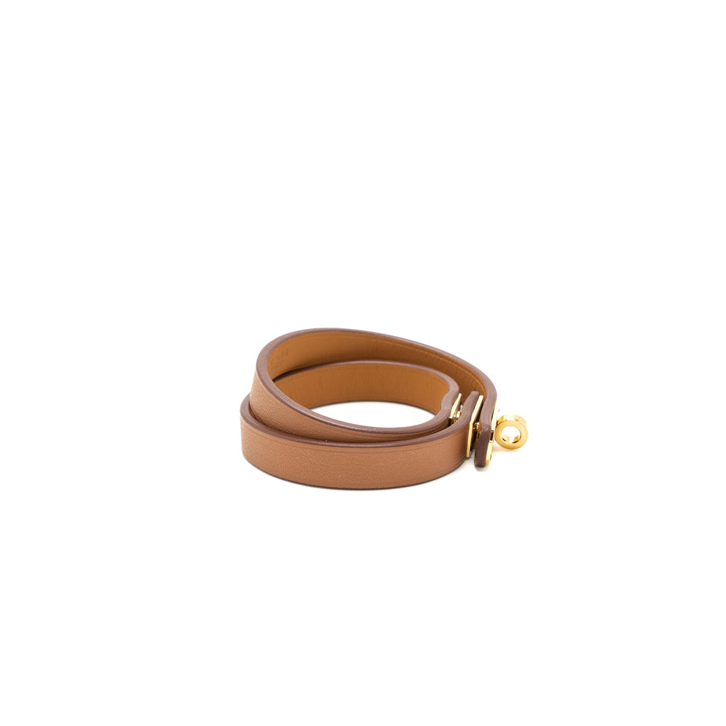 HERMES SIZE T2 MINI KELLY DOUBLE TOUR BRACELET SWIFT GOLD GHW STAMP U