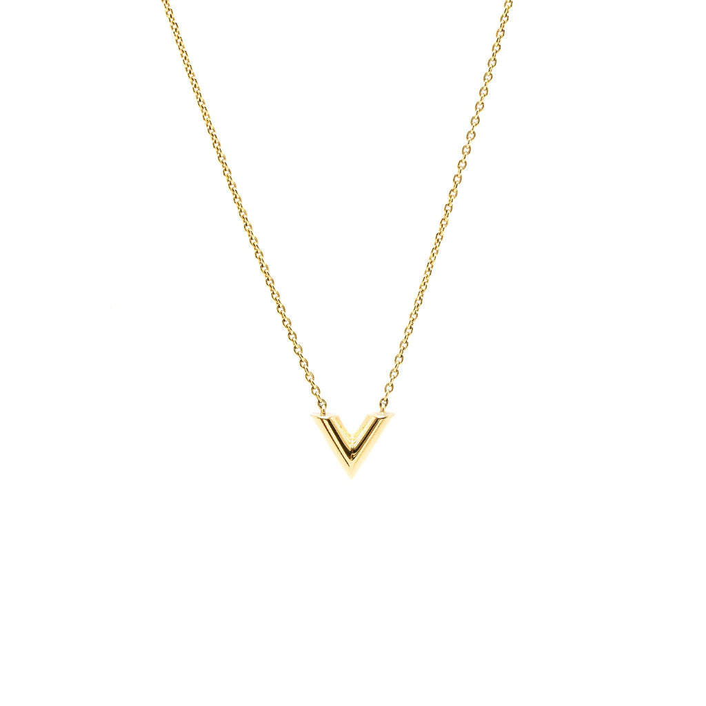 LOUIS VUITTON ESSENTIAL V NECKLACE GOLD TONE