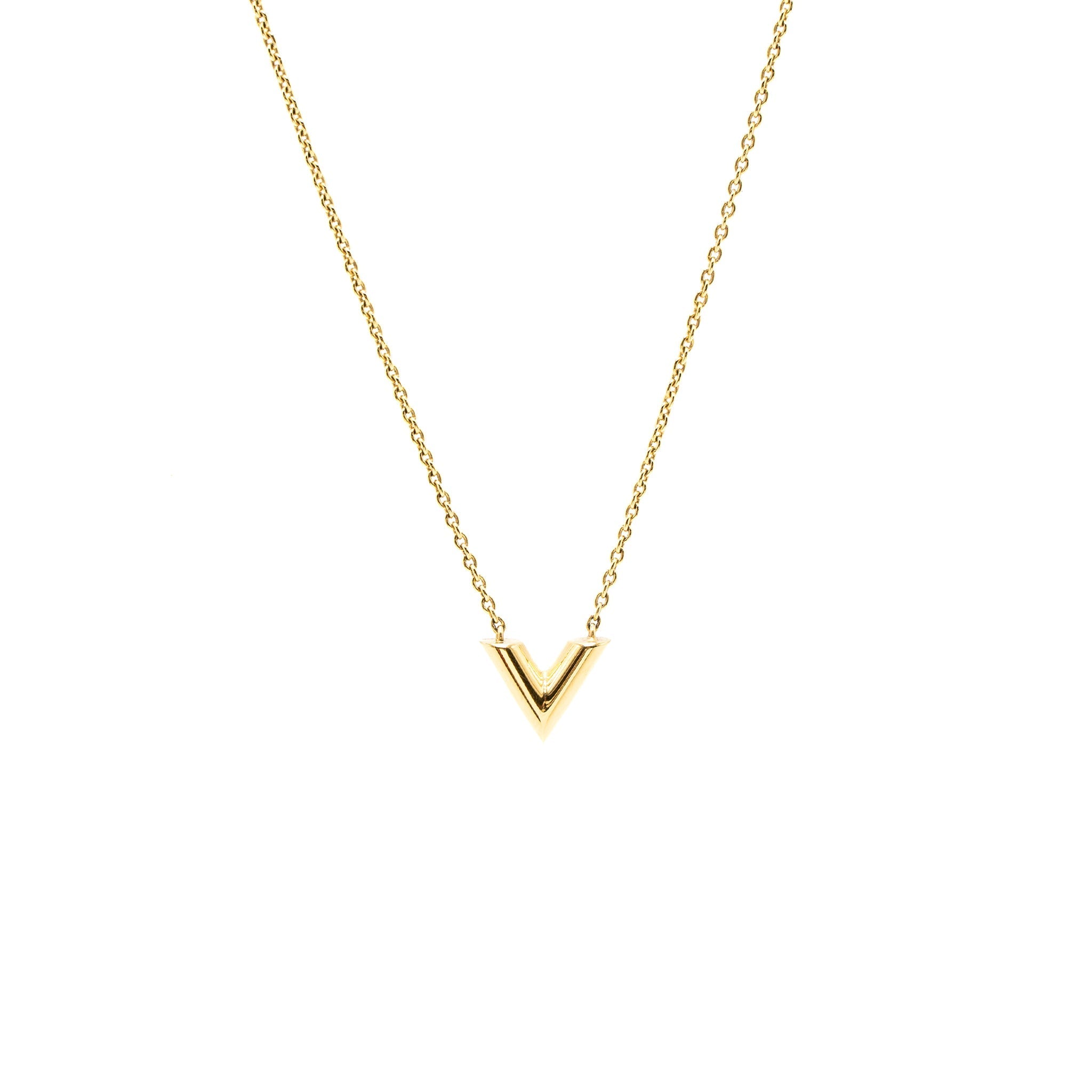 LOUIS VUITTON ESSENTIAL V NECKLACE GOLD TONE