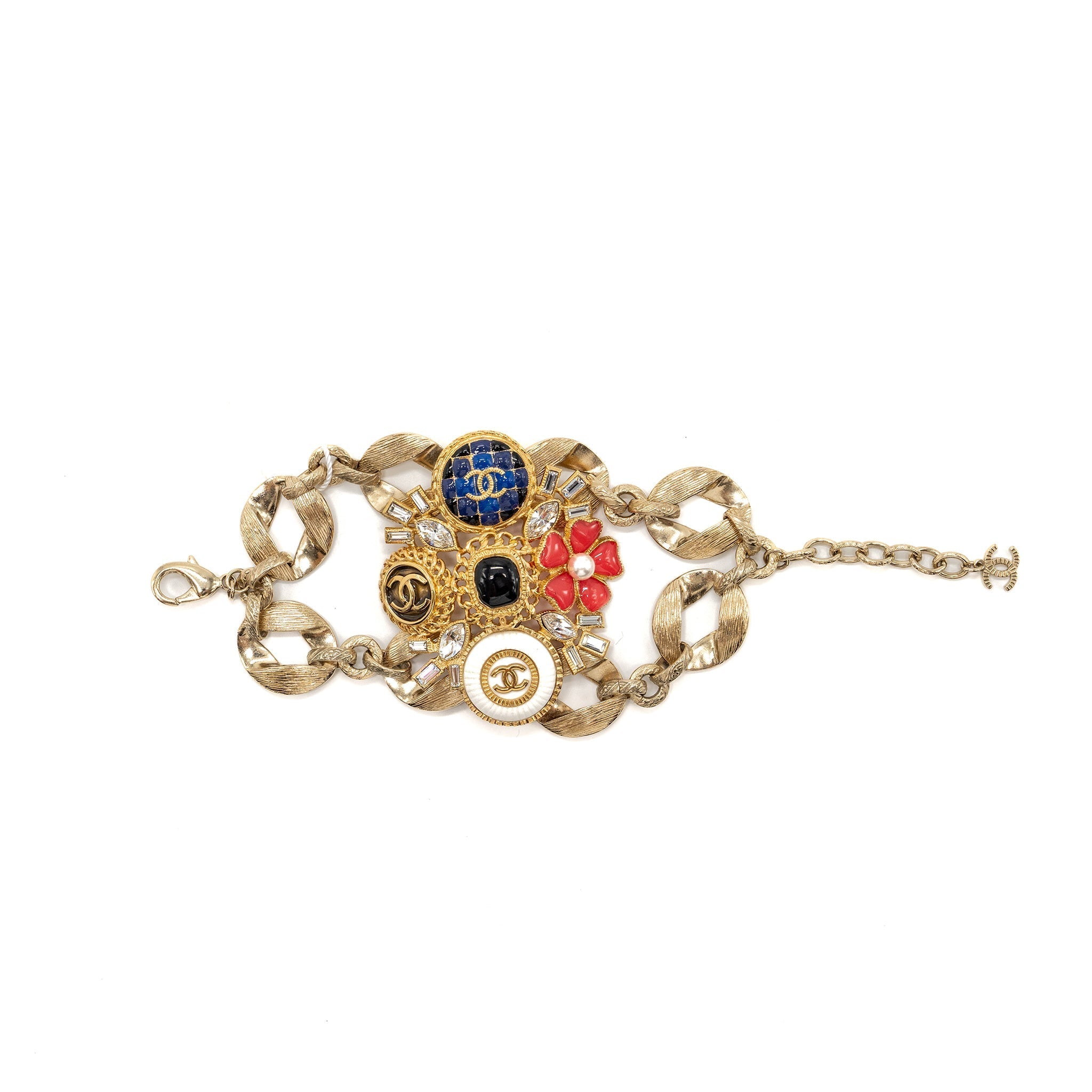 CHANEL 20A MULTICOLOUR WIDE BRACELET LIGHT GOLD TONE