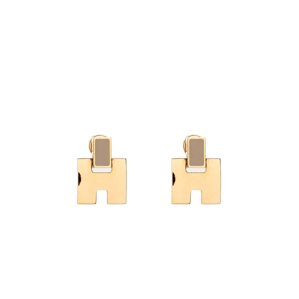 HERMES EILEEN EARRINGS ROSE GOLD TONE