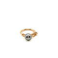 HERMES ALBERTINE CHAIN D’ANCRE RING 18K ROSE GOLD/ DIAMONDS/ TAHITIAN BLACK PEARL