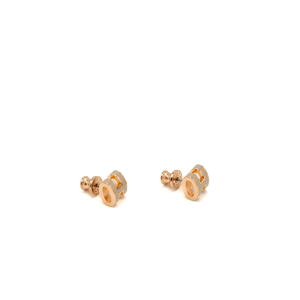 HERMES MINI POP H EARRINGS MARRON GLACE RGHW