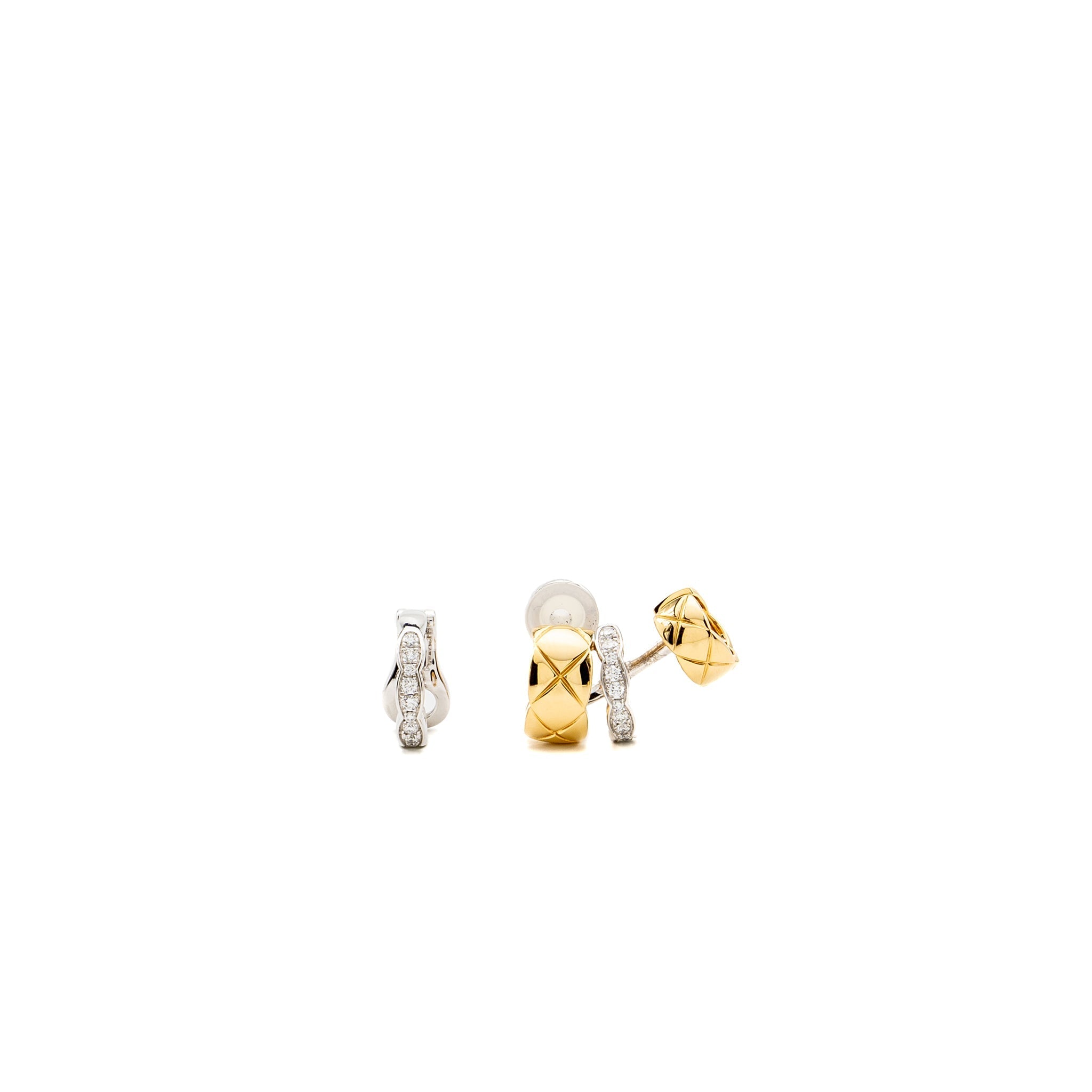 CHANEL COCO CRUSH CLIP-ON EARRINGS WHITE/YELLOW GOLD/ DIAMONDS