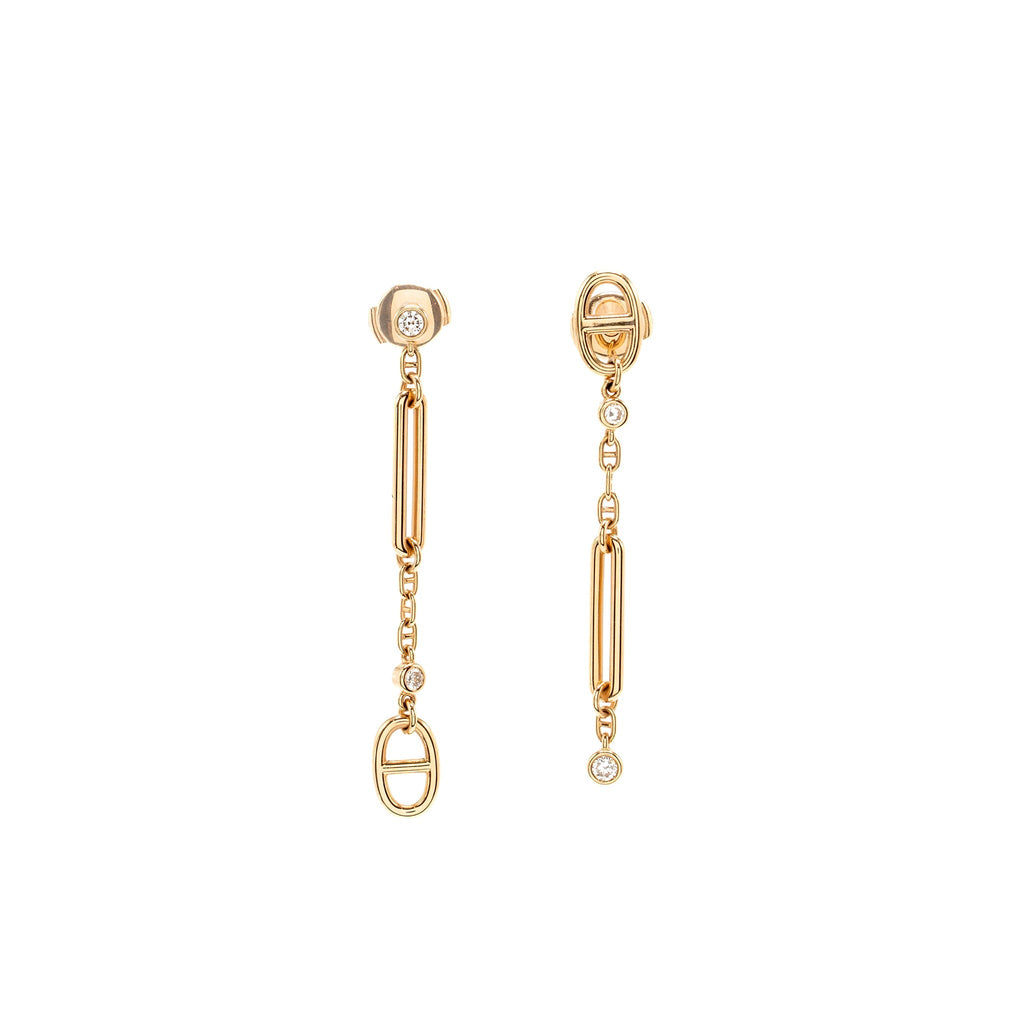 HERMES CHAINE D’ANCRE CHAOS EARRINGS ROSE GOLD DIAMONDS