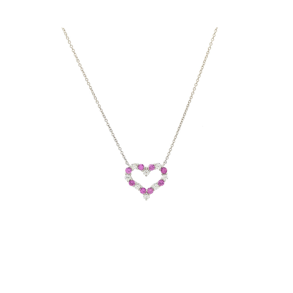 TIFFANY HEART PENDANT PLATINUM PINK/ WHITE DIAMONDS