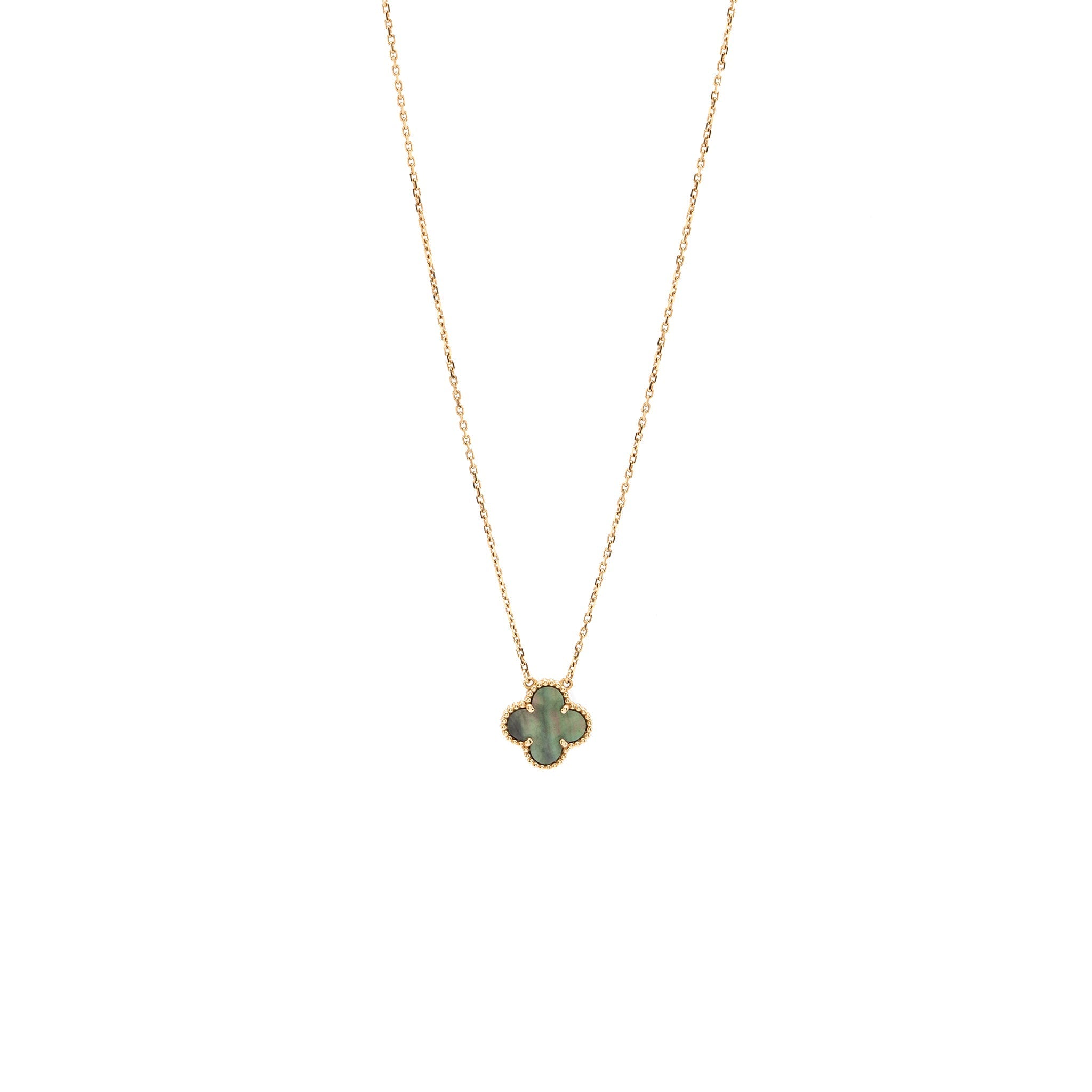 VAN CLEEF AND ARPELS VINTAGE ALHAMBRA PENDANT ROSE GOLD WITH GREY MOTHER OF PEARL