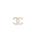 CHANEL CC LOGO BROOCH CRYSTAL LIGHT GOLD TONE