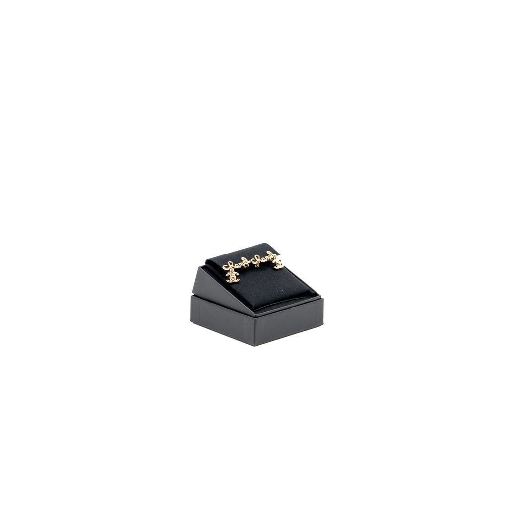 CHANEL LETTER AND CC DROP EAR CLIP GOLD TONE