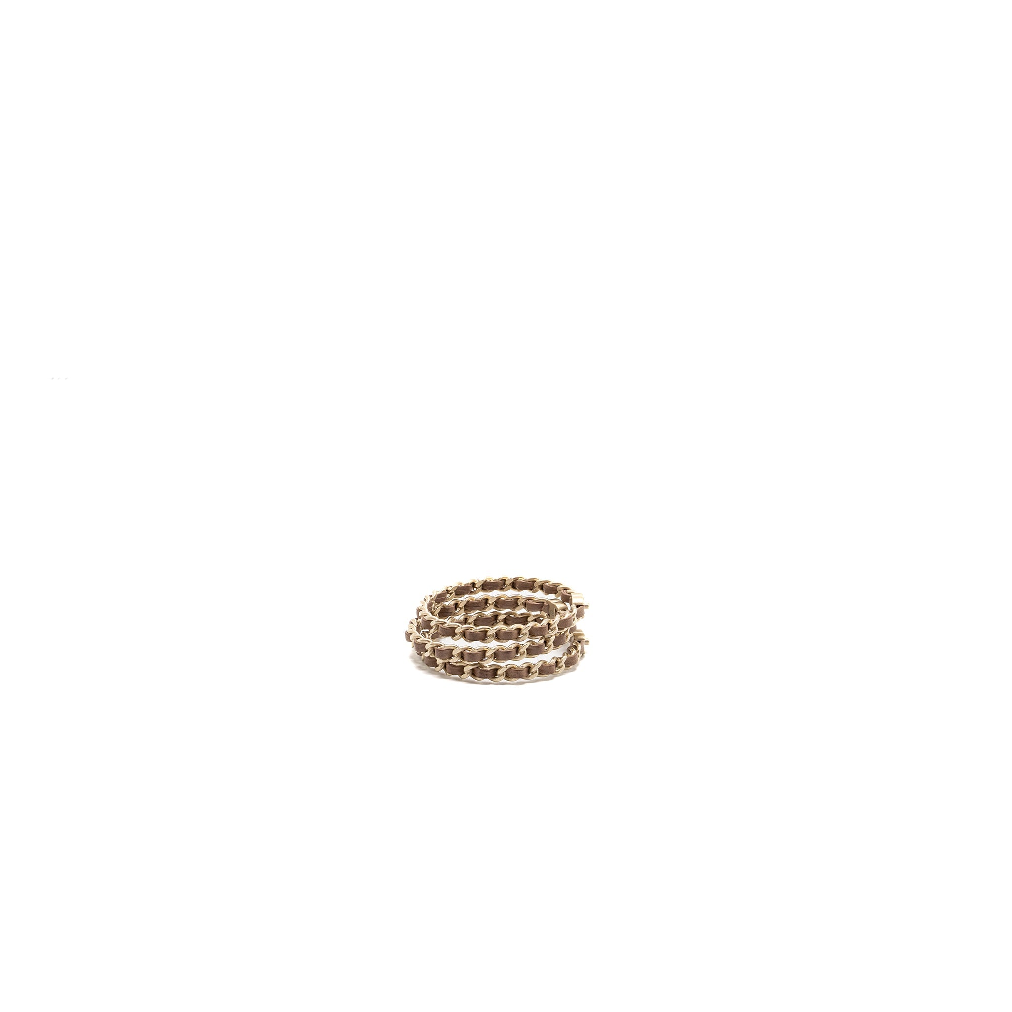 CHANEL 3 LEATHER CHAIN/CC LOGO BRACELET DARK BEIGE BRUSH GHW