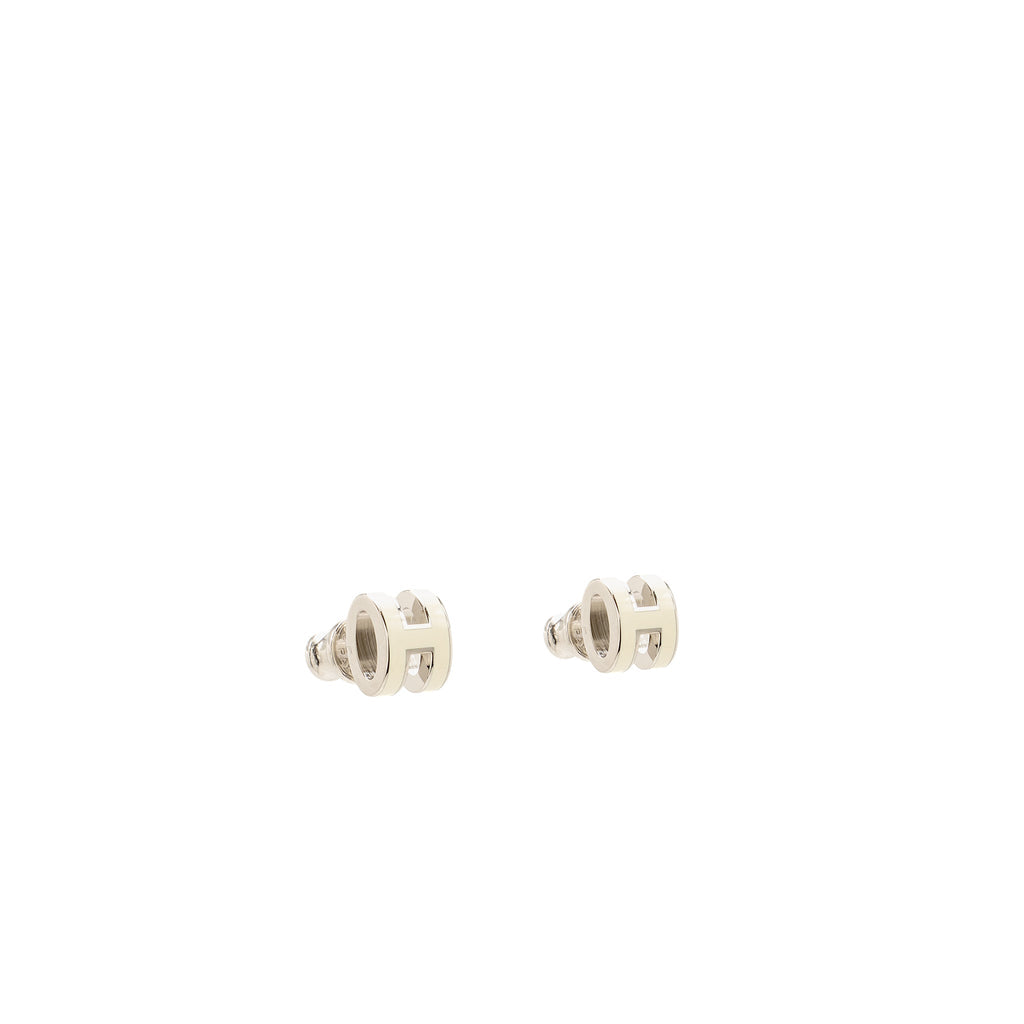 HERMES MINI POP H EARRINGS BLANC SHW
