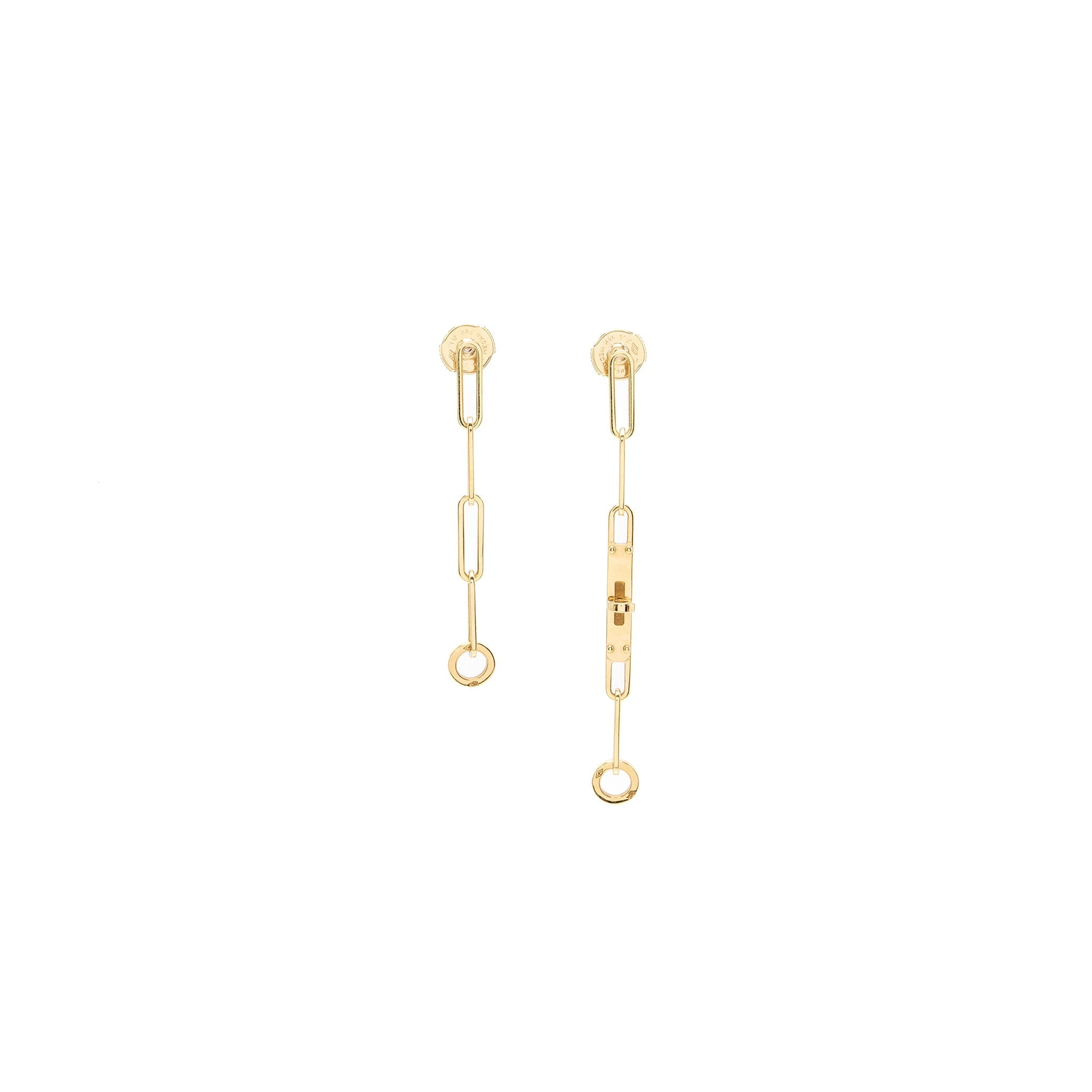 HERMES KELLY CHAINE EARRINGS YELLOW GOLD